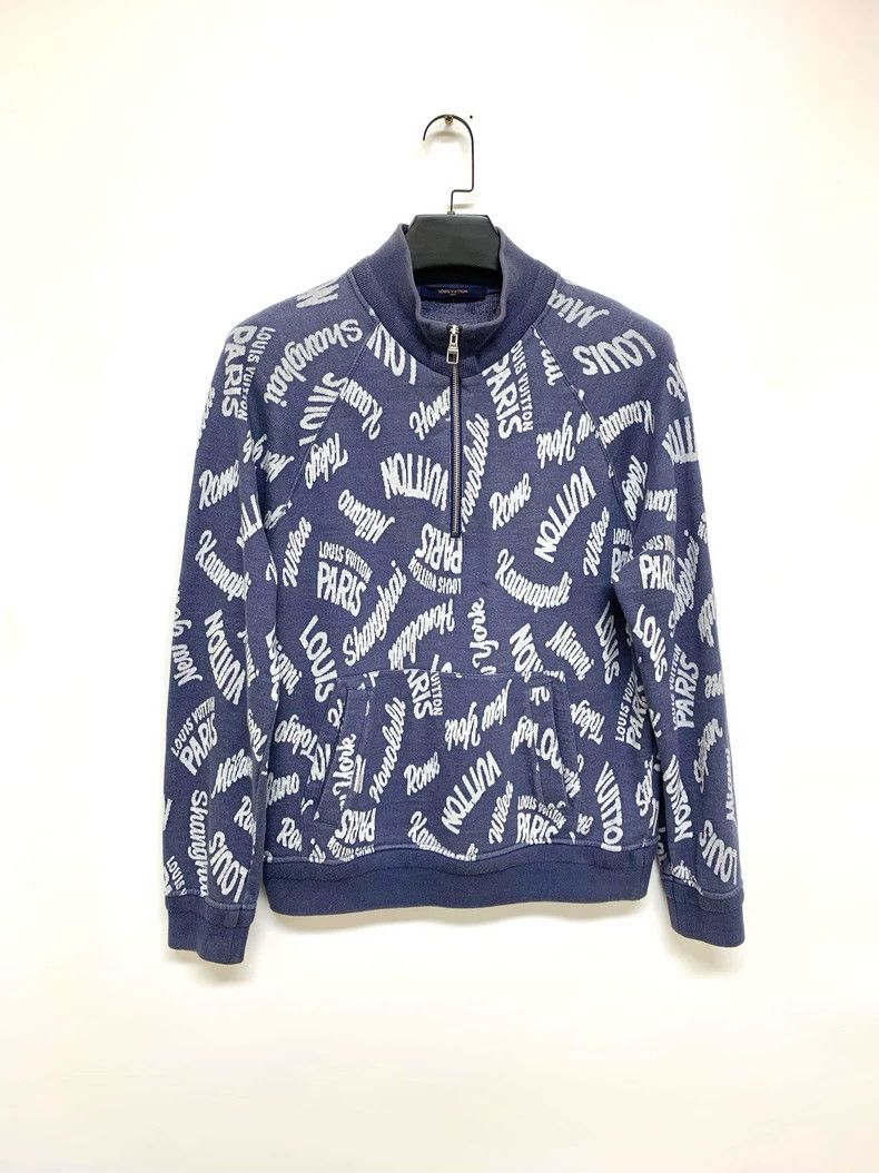 Louis Vuitton Louis Vuitton Full-printed logo half-zipper sweatshirt Size US L / EU 52-54 / 3 - 1 Thumbnail