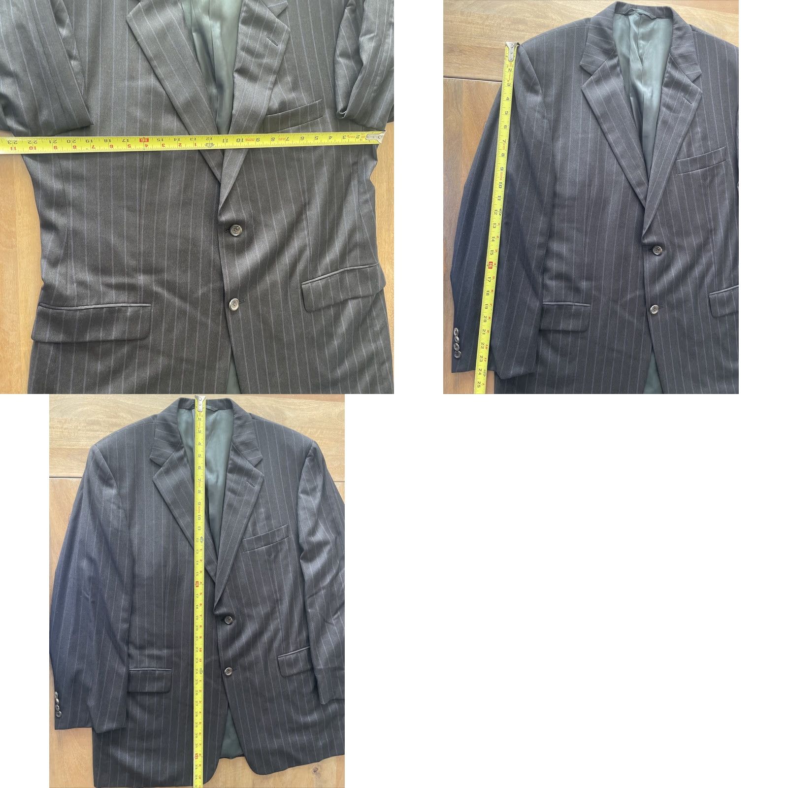 Loro Piana Hickey Freeman Loro Piana Super 120s Sport Jacket Coat Mens 44R Pinstripe Blazer Single-Breasted 2-Button Notch Wool Gray Navy? Size 44R - 8 Thumbnail