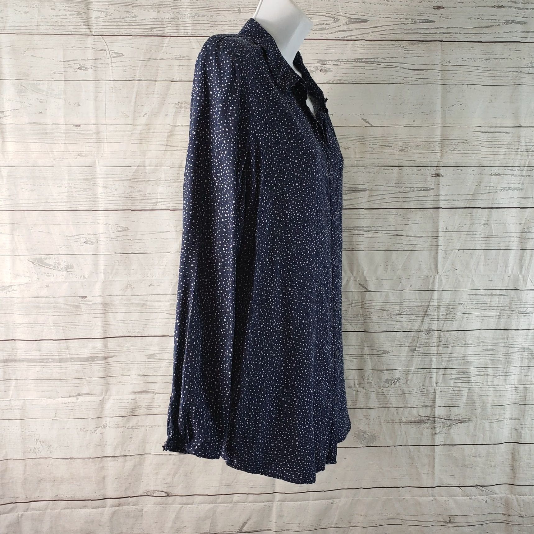 Vintage Joules Shirt Women Elvina Button Front Long Sleeve Sz 10 Blue White Star Print Size L / US 10 / IT 46 - 3 Thumbnail