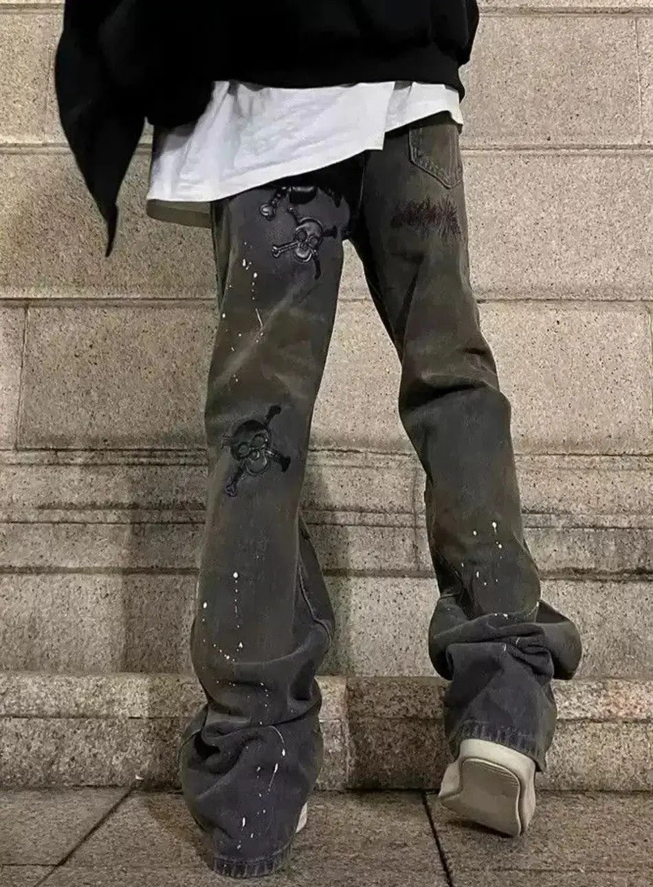 Japanese Brand Avant garde retro skull paint splattered jeans pants Size US 32 / EU 48 - 4 Thumbnail