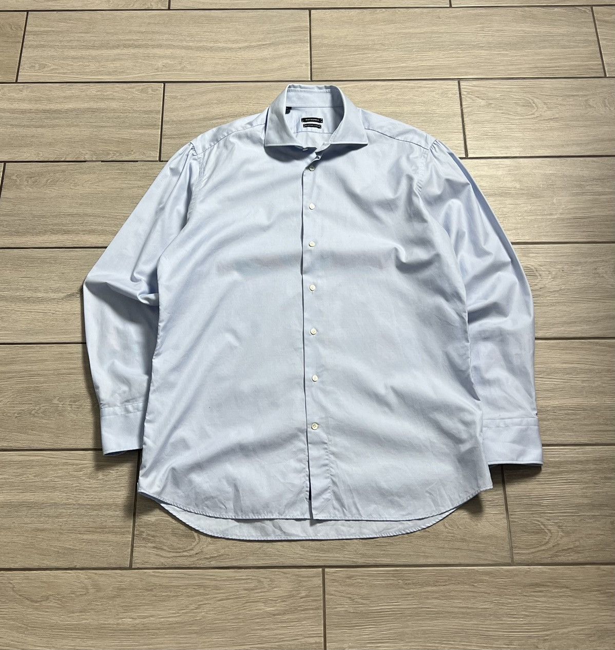 Suitsupply Suitsupply Luxury Shirt Long Sleeve Blue French Cuff Vintage Size US M / EU 48-50 / 2 - 2 Thumbnail