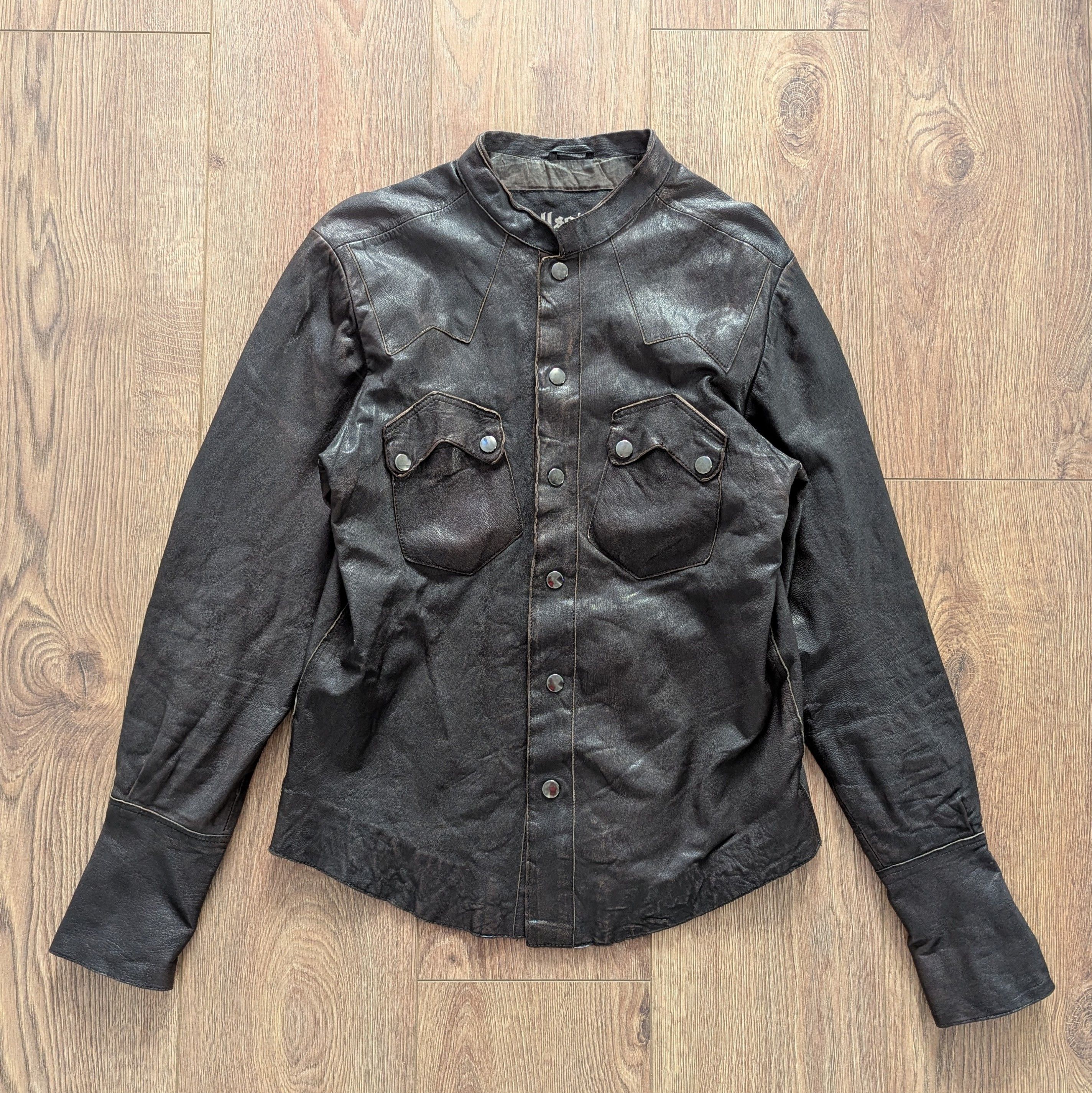 ALLSAINTS Rock Shirt Leather Clothing Slim Fit Dark Brown
