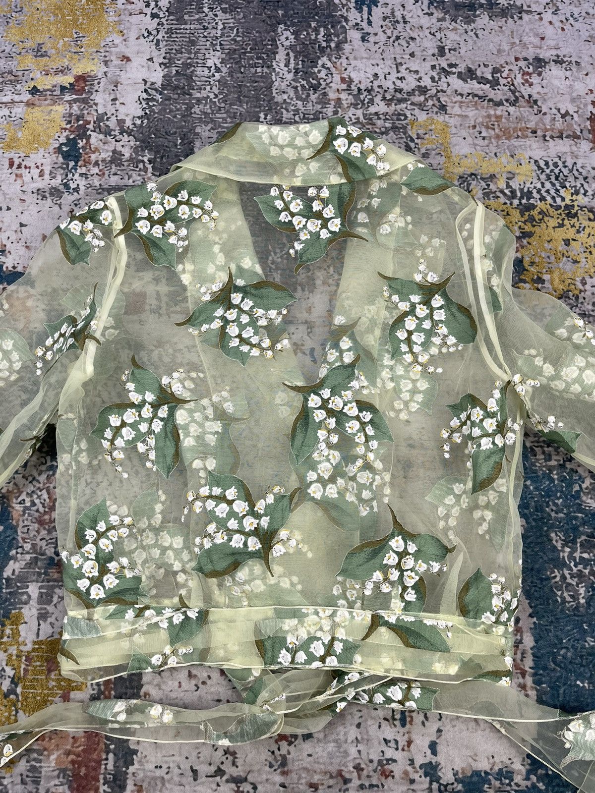 Japanese Brand Yuki Torii International Transparent Mesh Floral Blouses Size ONE SIZE - 7 Thumbnail