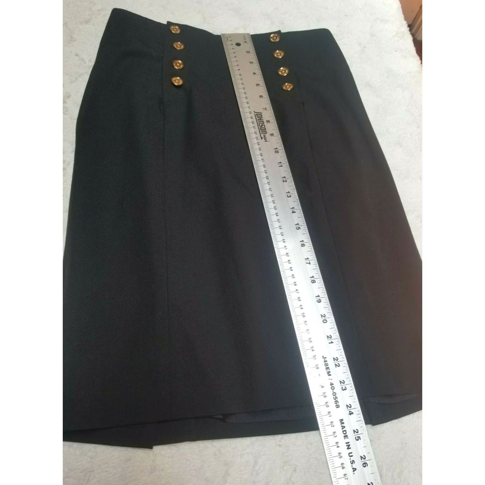 Ralph Lauren Lauren Ralph Lauren Womens Skirt Black Size 4 Pencil Sailor Button Front 25" Straight & Pencil Womens Skirt Top Quality Black 4 Size 27" / US 4 / IT 40 - 6 Thumbnail