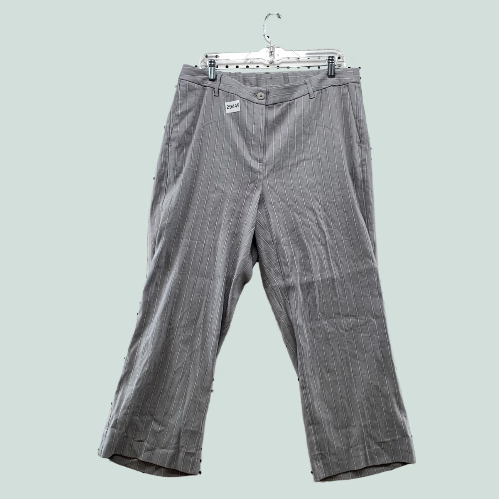 J. Jill J Jill Pants Womens 18 Tall Gray Striped Linen Stretch NWT Size 40" / US 18 - 1 Thumbnail