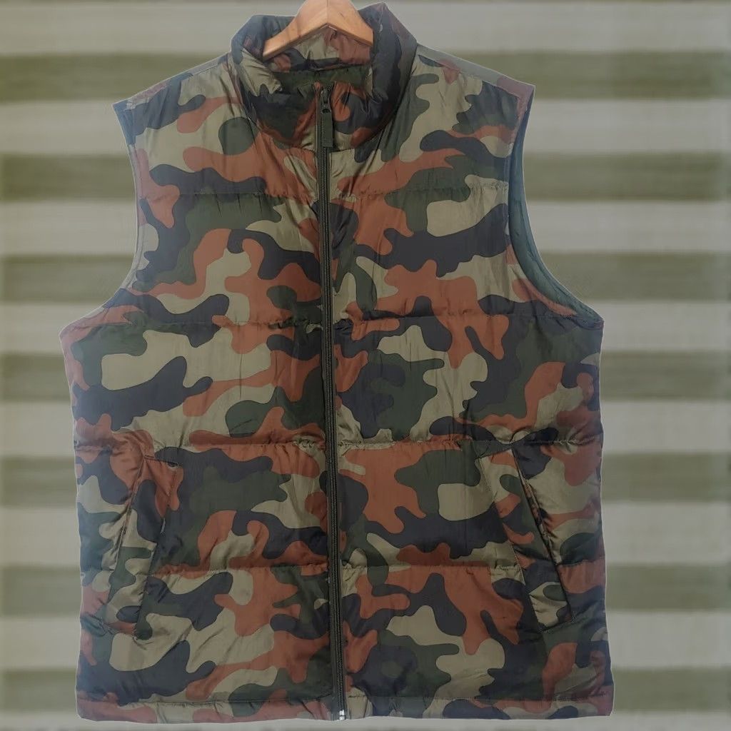 Lands' End Lands' End Puffer Vest Large Woodland Camo Down Green Camouflage Hunt Vest Mens Regular L Quilted Pockets Size US L / EU 52-54 / 3 - 1 Thumbnail