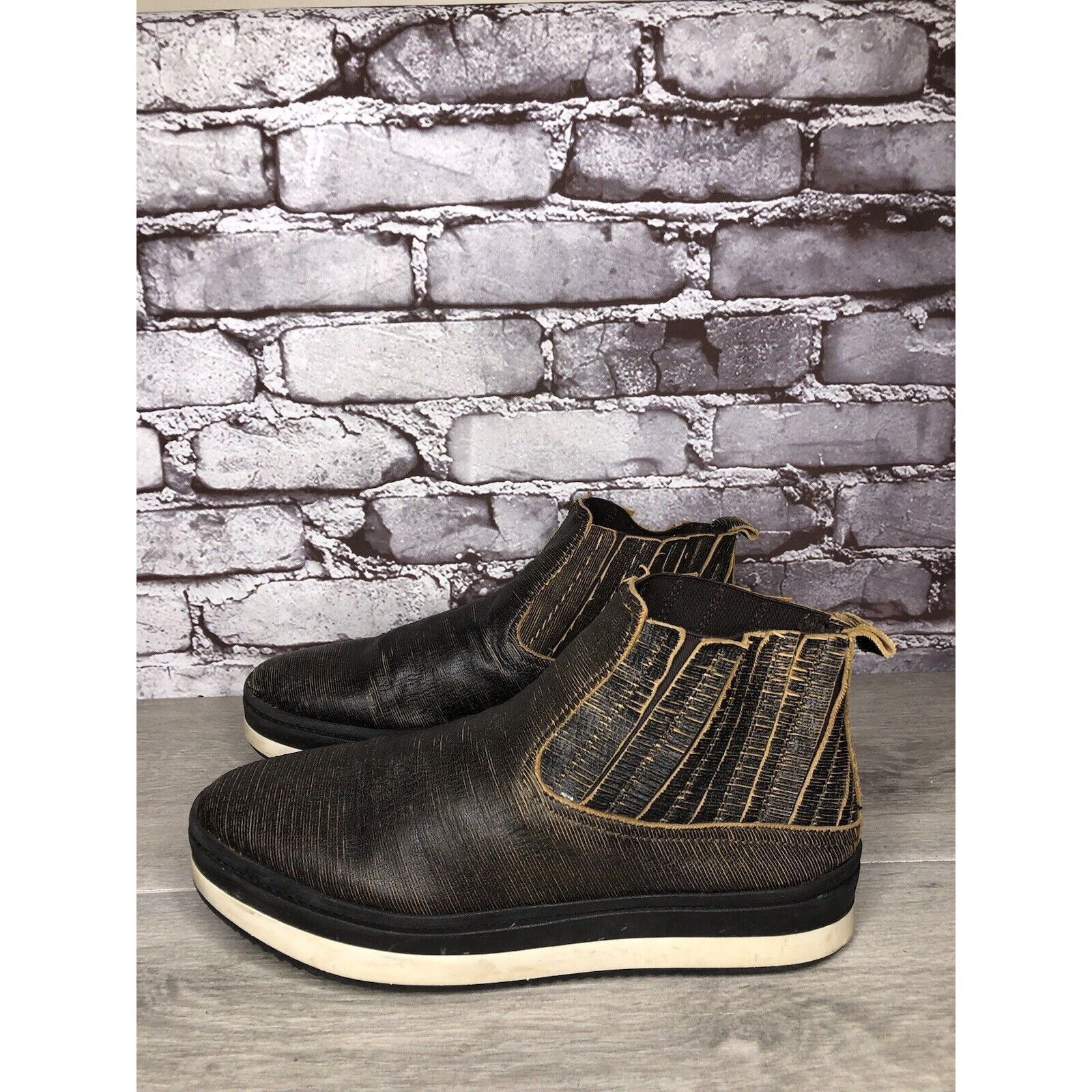Free People Free People Black Leather Distressed Chelsea Booties Boots W Size US 10.5 / IT 40.5 - 21 Thumbnail