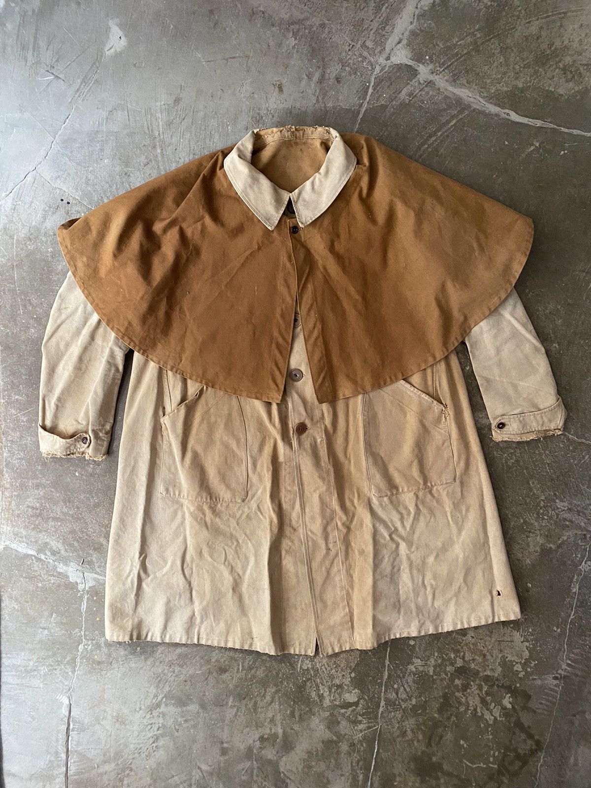 Vintage Vintage 1940s Canvas French Raincoat Hunting Jacket Kapital Size US L / EU 52-54 / 3 - 1 Thumbnail