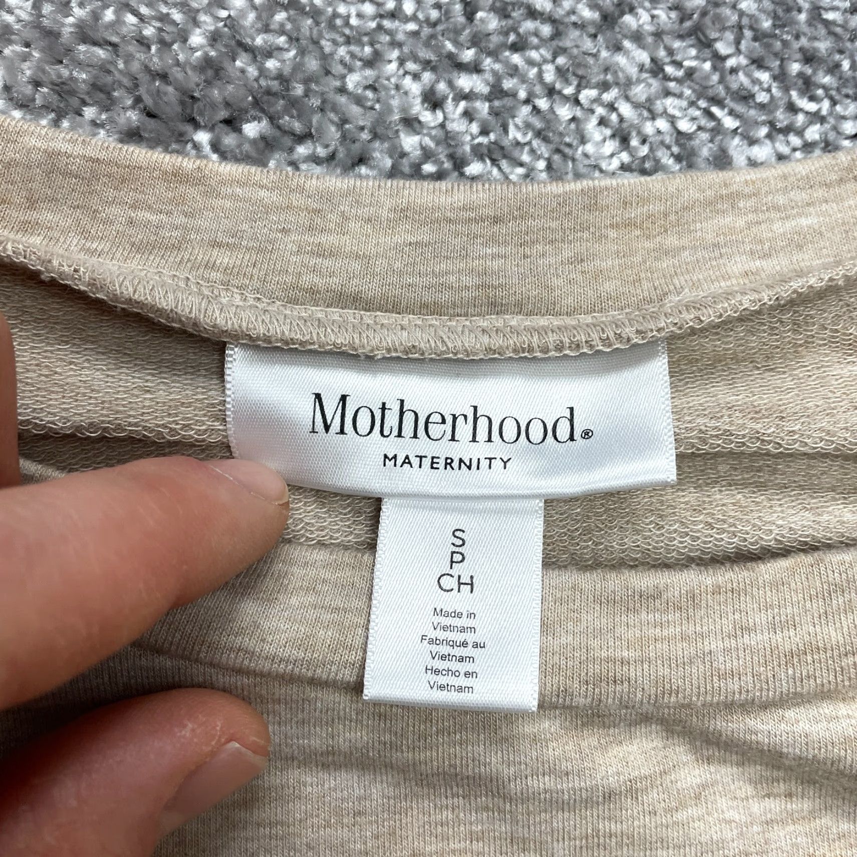 Vintage Motherhood Maternity Sweatshirt Womens Small Tan Beige Stretch Pullover Soft Top Size S / US 4 / IT 40 - 3 Thumbnail