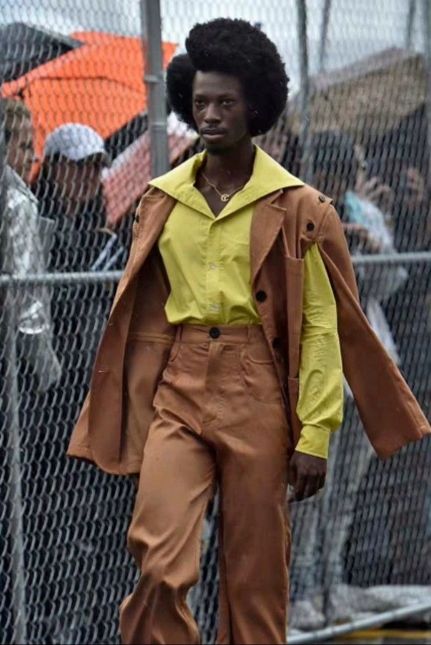 Telfar SS19 Runway khaki strip pants Size US 30 / EU 46 - 8 Thumbnail