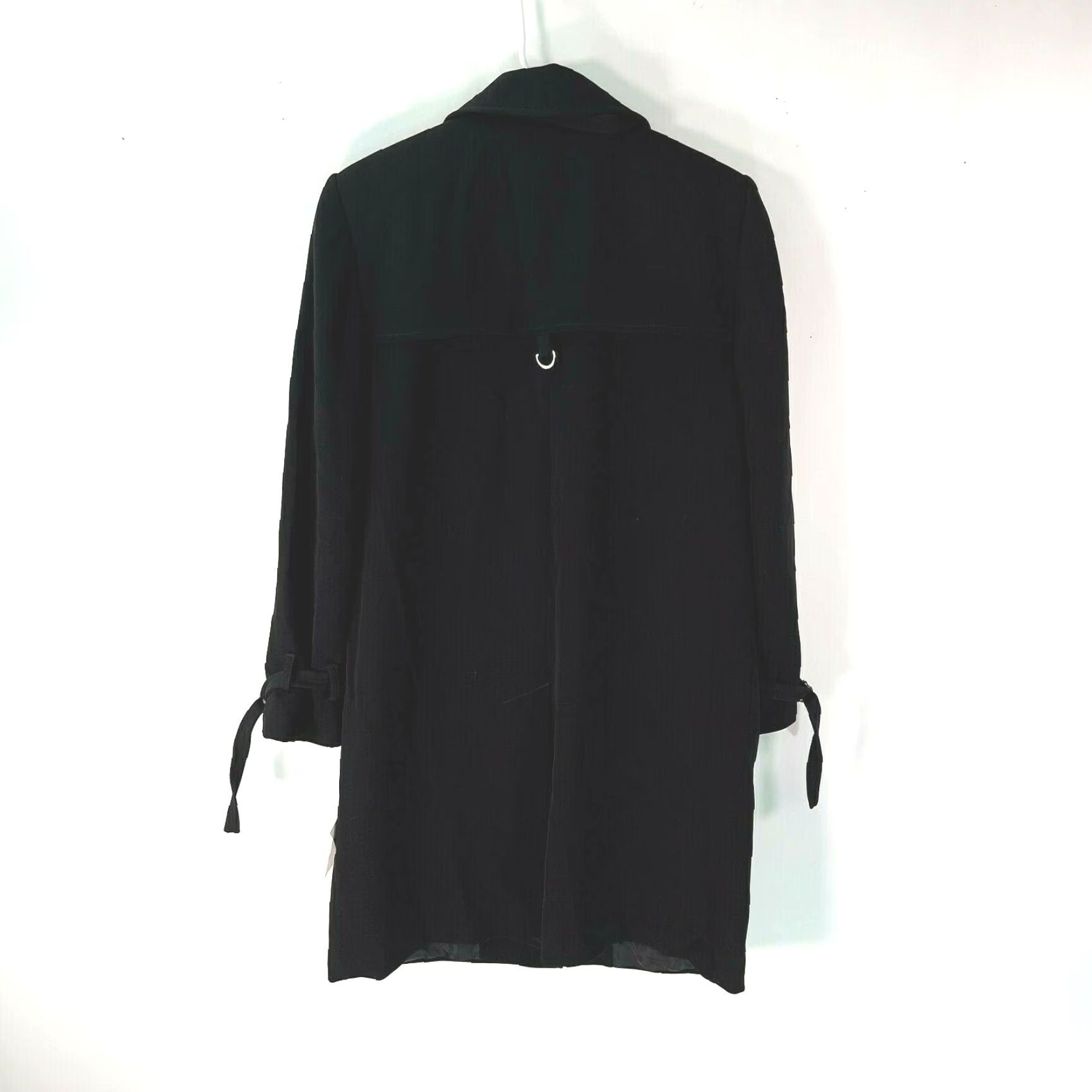 Vintage LARRY LEVINE Women Overcoat Coat Black 34" Long Button Front Pockets Solid 100% Polyester S Womens Size S / US 4 / IT 40 - 2 Thumbnail