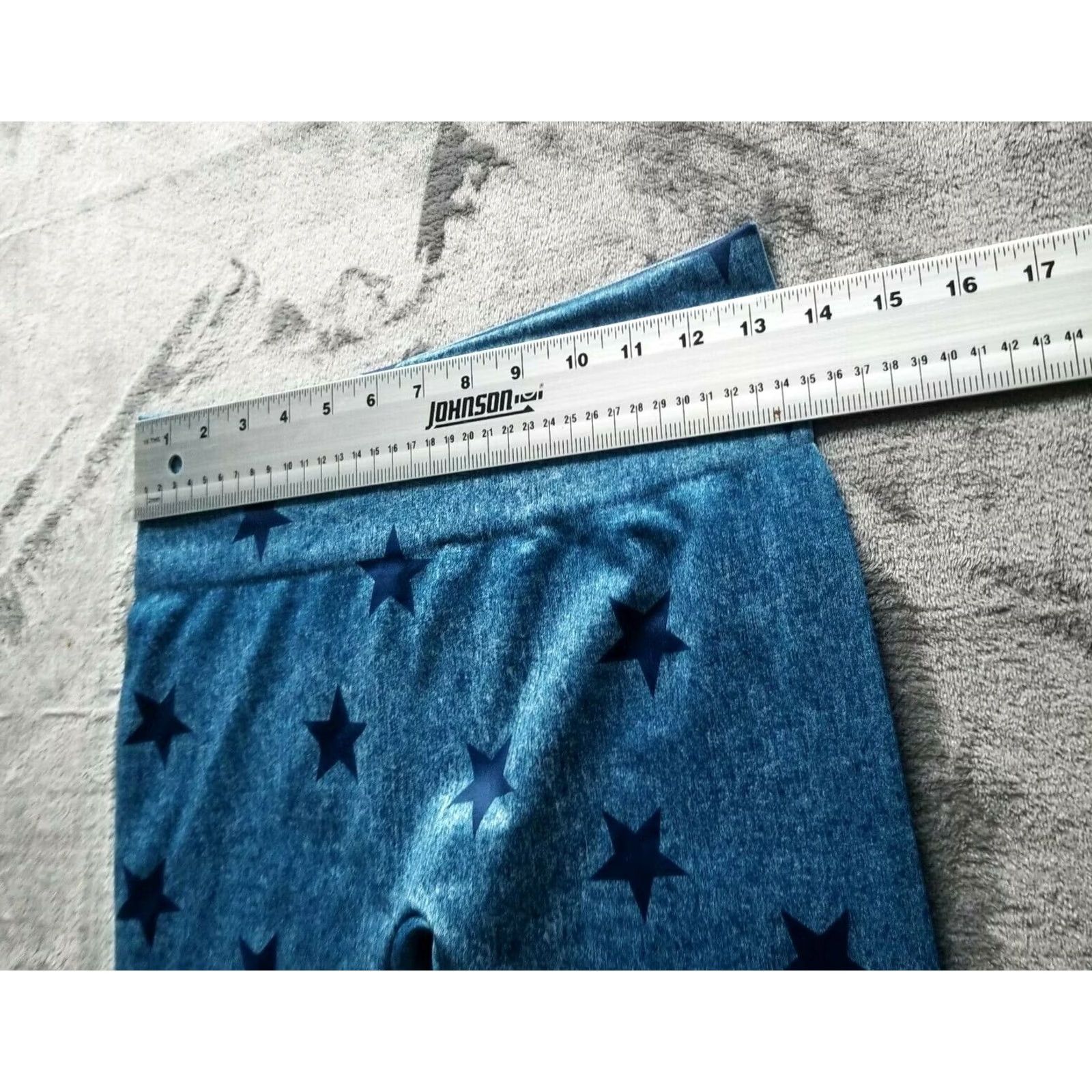 Denime First Looks Women's Denim Star Leggings Jeans Jegging Ankle Stretch Blue L/XL Star Pattern Activewear Womens Size 36" / US 14 / IT 50 - 2 Thumbnail