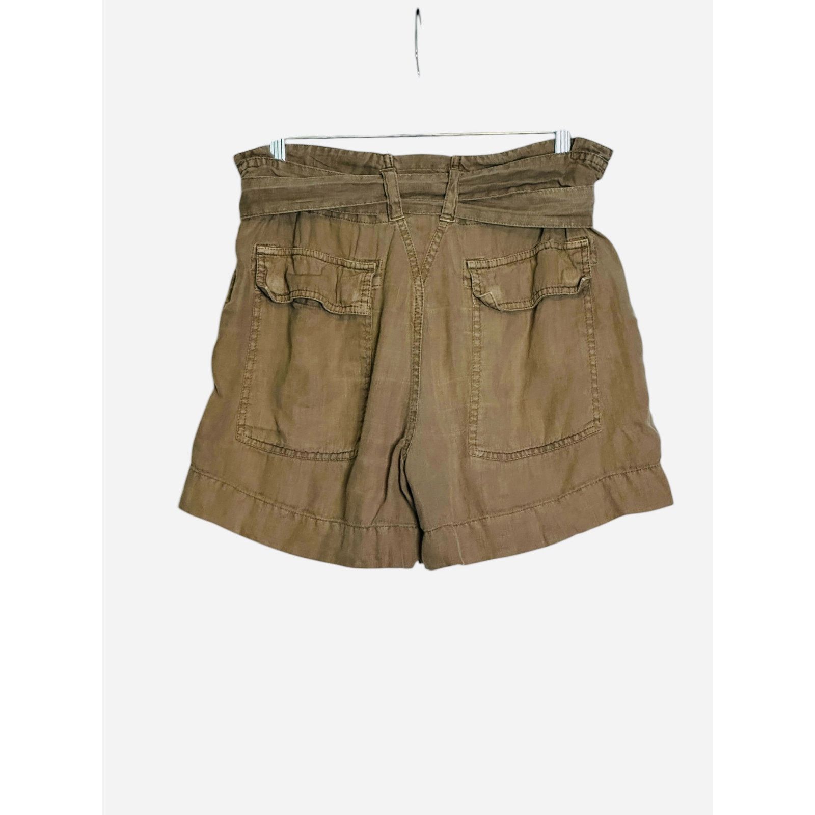 Joie Joie Greenish Beige Linen Paper Bag Tie Waist Shorts size 2 Size 26" / US 2 / IT 38 - 6 Thumbnail