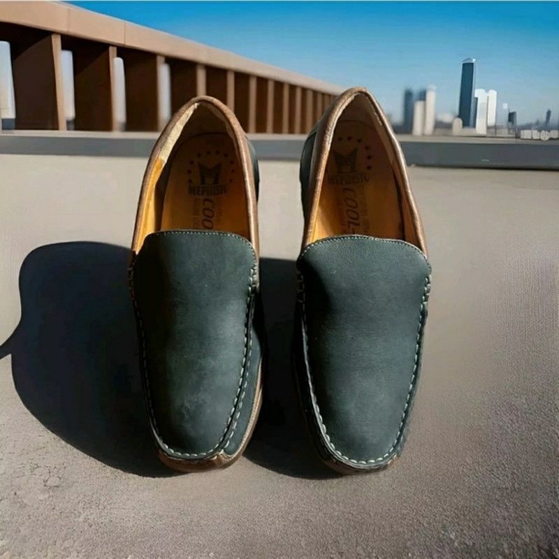MEPHISTO Men Leather Loafer Dark Green Shoes 8.5 M $495