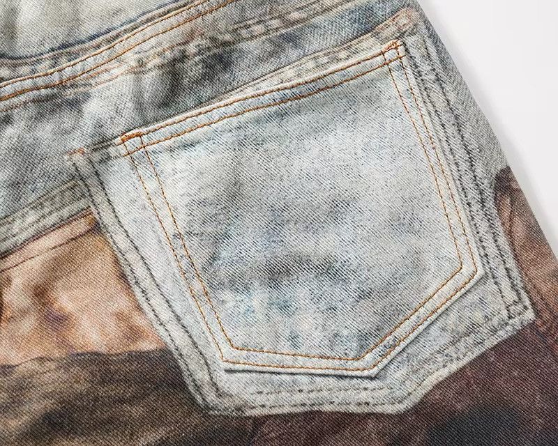 Jean × Vintage Streetwear Design Old Patch Retro Printing Distressed Jeans Size US 35 - 17 Thumbnail