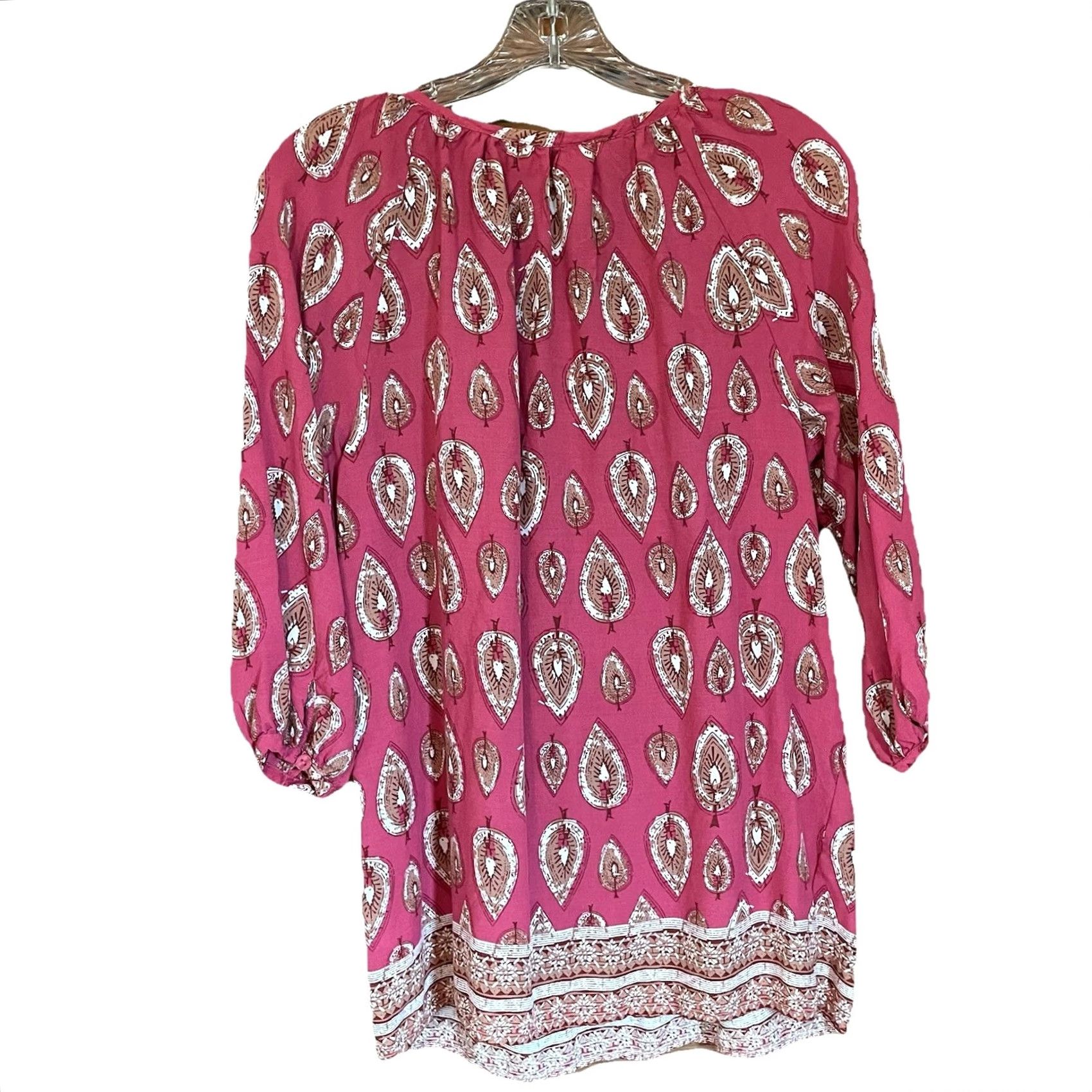Vintage Lucy and Laurel Tunic Blouse Womens Sz S Pink Boho 3/4 Puff Sleeve Paisley Knit Casual Bohemian Shirt Womens Size S / US 4 / IT 40 - 4 Thumbnail