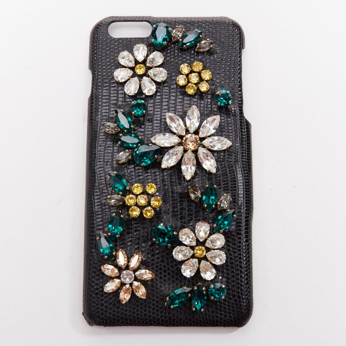 Dolce & Gabbana DOLCE GABBANA IPhone 6 black leather yellow green rhinestone crystal cover case Size ONE SIZE - 1 Thumbnail