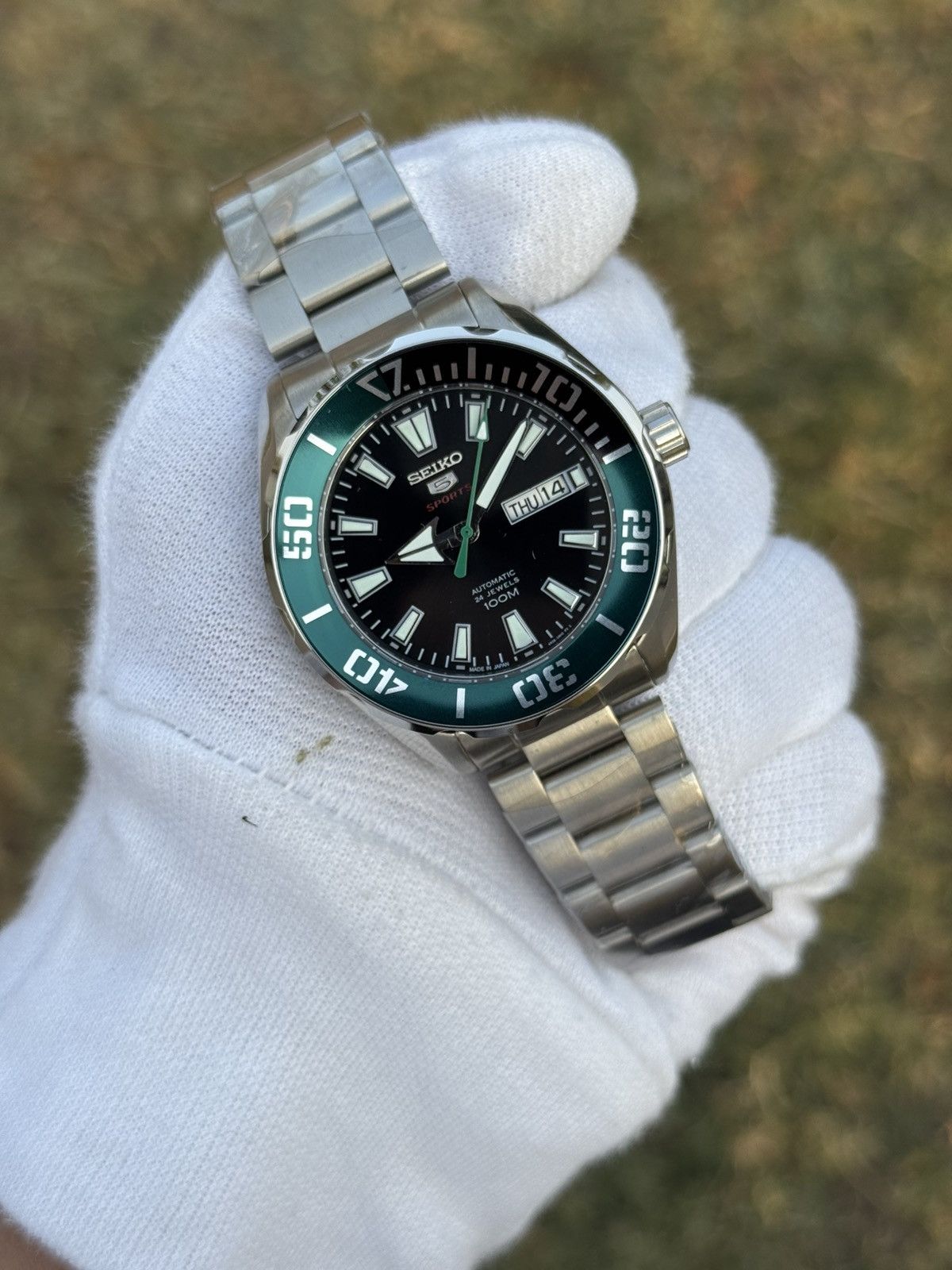 Seiko Seiko 5 Sports MOD – Green Diver Bezel– Automatic men watch Size 38 - 13 Thumbnail