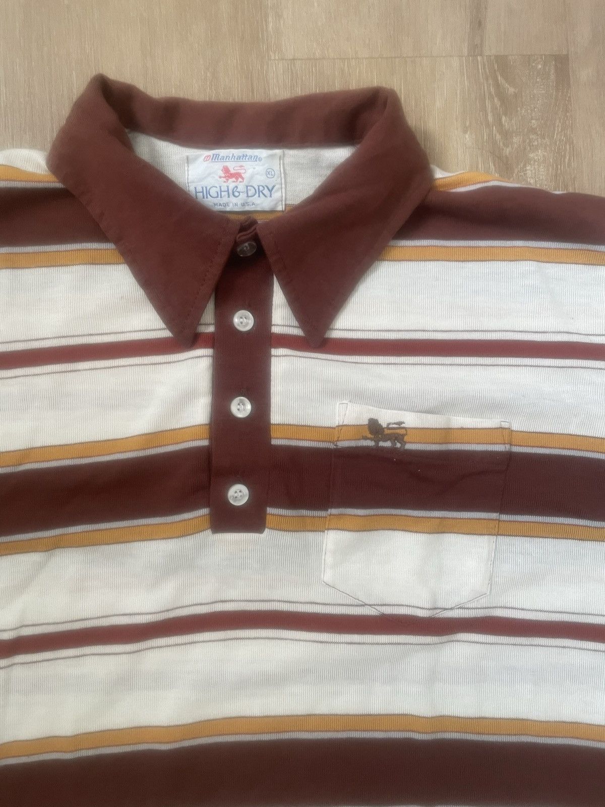 Manhattan Portage × Vintage Thick Stripe High & Dry Manhattan Vintage Made in US Polo XL Size US XL / EU 56 / 4 - 3 Thumbnail