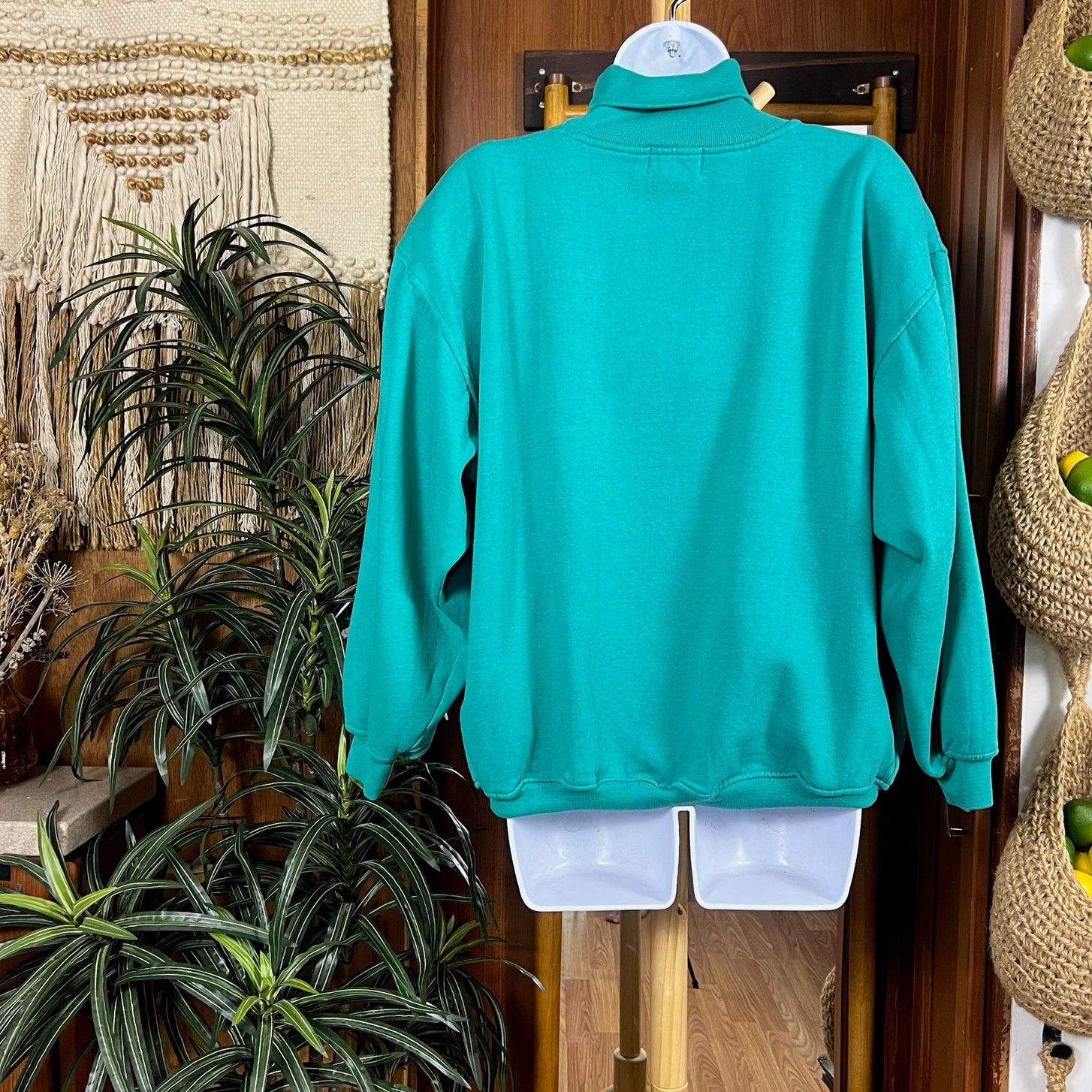 Nordstrom Vintage Teal Mock Neck Sweatshirt L | Nordstrom Lingerie Size L / US 10 / IT 46 - 2 Thumbnail