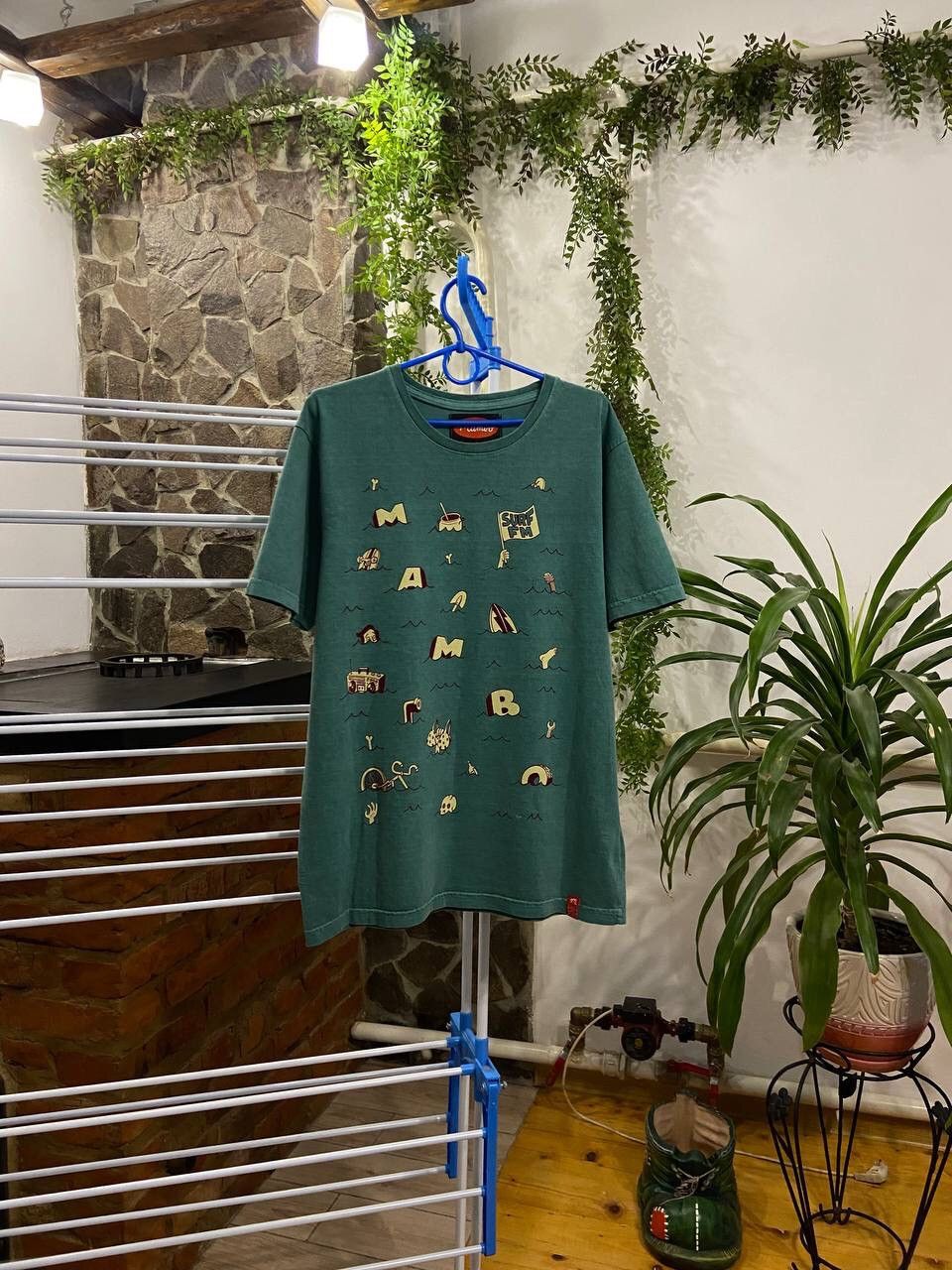 Mambo Mambo "By" Print Pattern Big Logo Vintage Green T Shirt Size US S / EU 44-46 / 1 - 1 Thumbnail