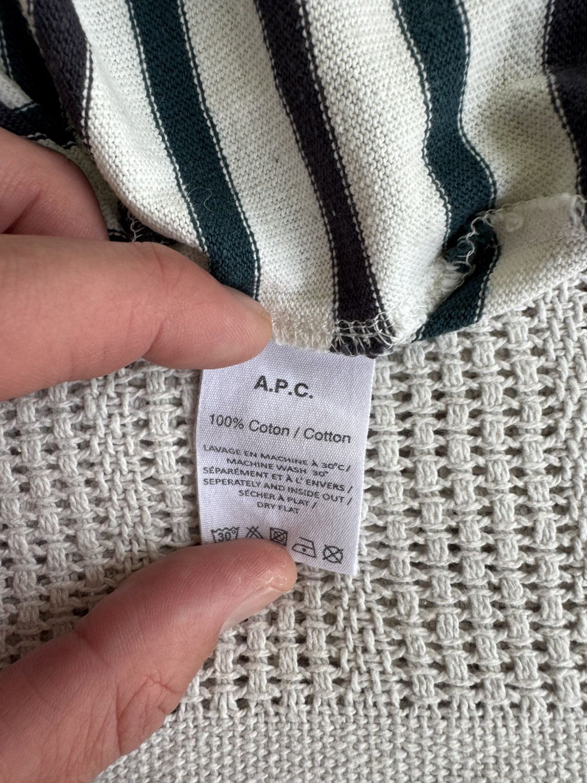 A.P.C. A.P.C Men’s T-Shirt (M) (White/Green/Green) Size US M / EU 48-50 / 2 - 3 Thumbnail