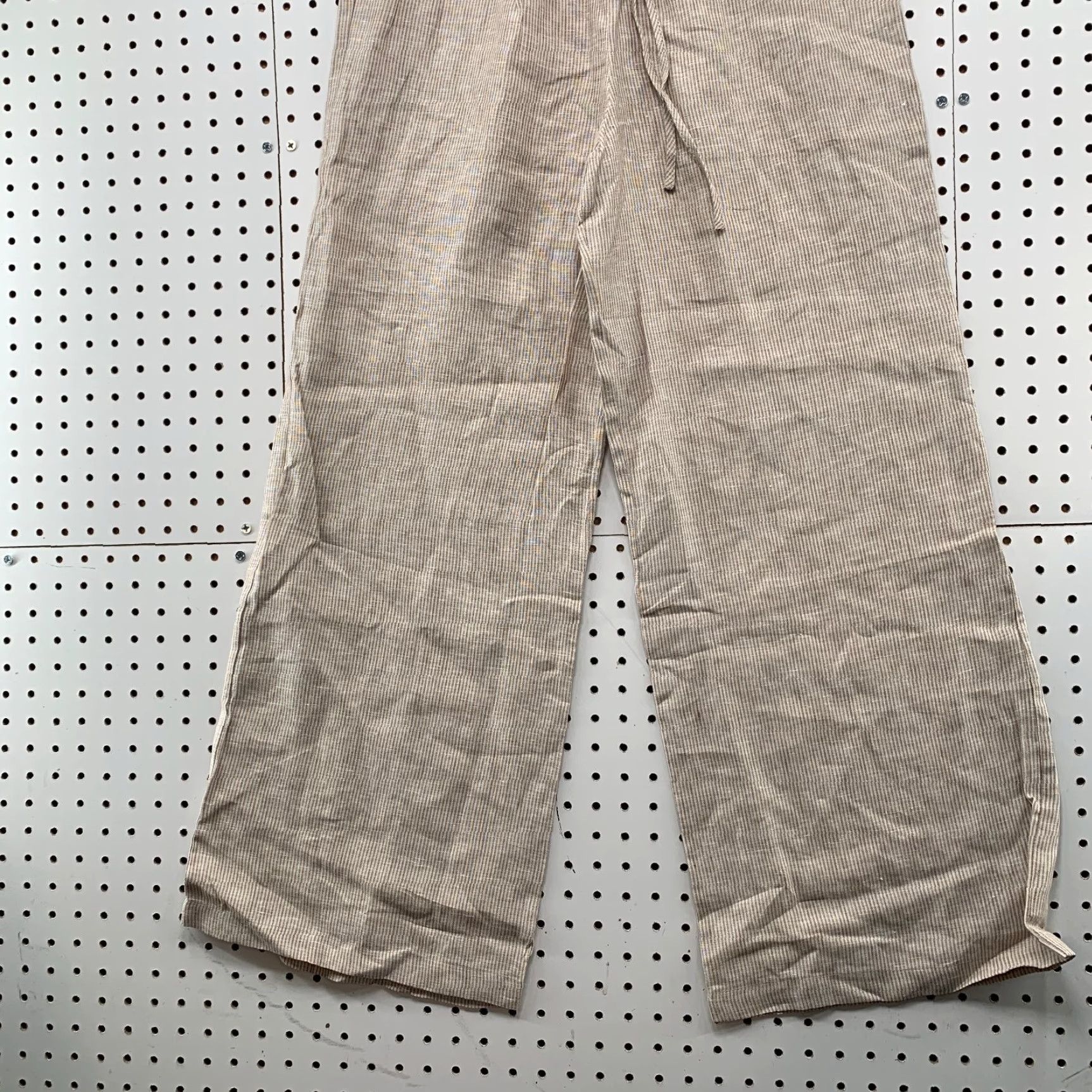Vintage Solai Linen Pants Womens Large Beige Wide-Leg Drawstring Boho Size 36" / US 14 / IT 50 - 3 Thumbnail