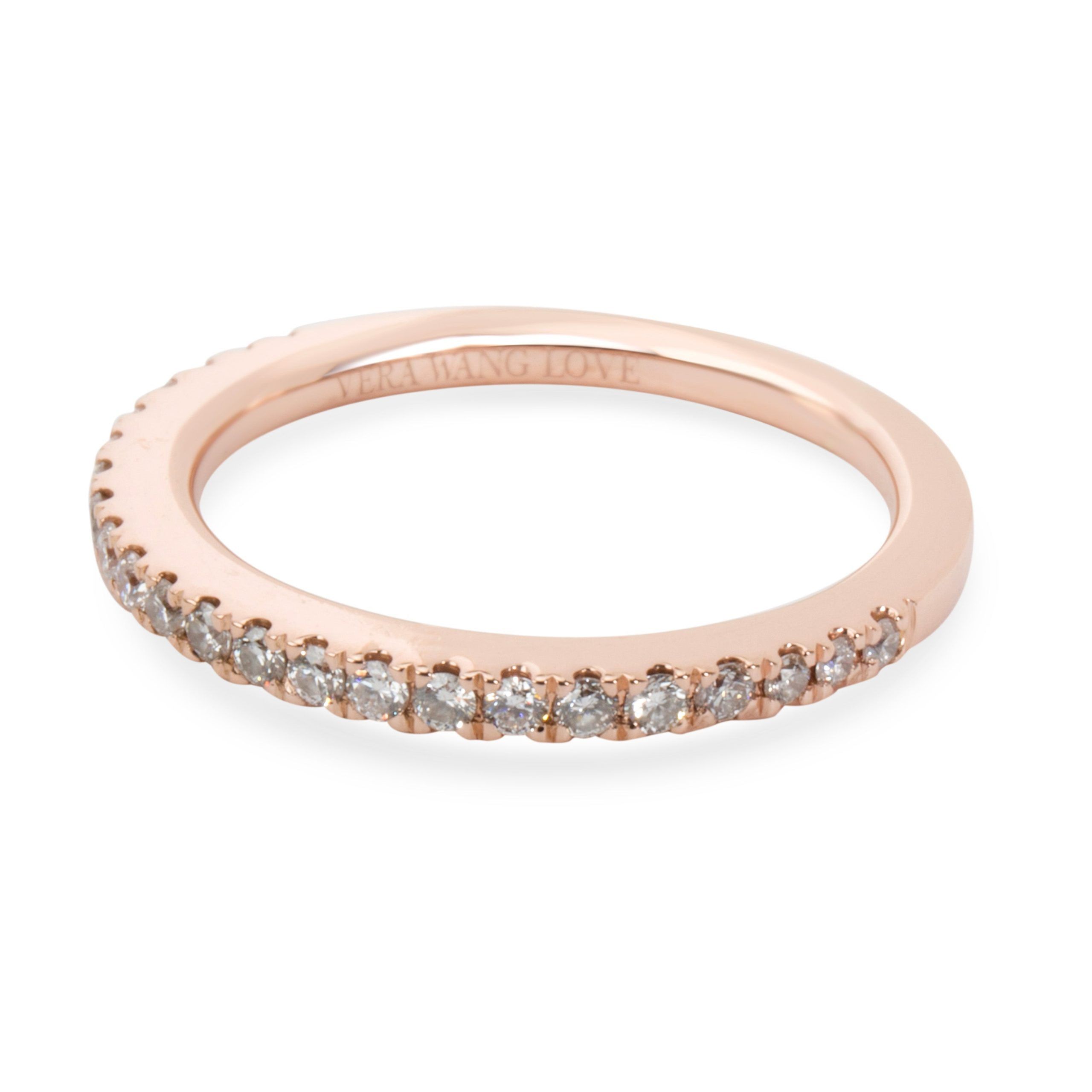 image of Vera Wang Love Collection Diamond Wedding Band In 14K Rose Gold 0.25 Ctw, Women's