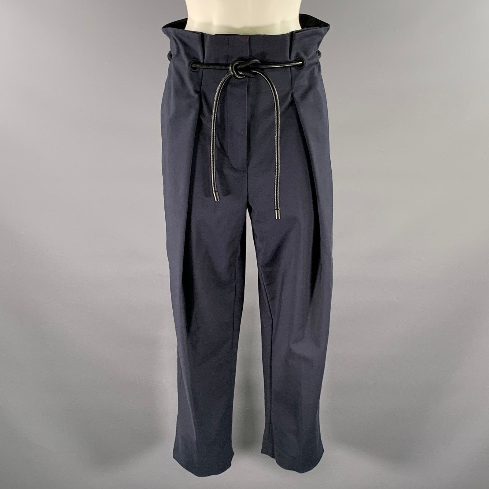 3.1 Phillip Lim PHILLIP LIM Size 6 Navy Black Trouser Belted Pants Size US 31 - 1 Thumbnail