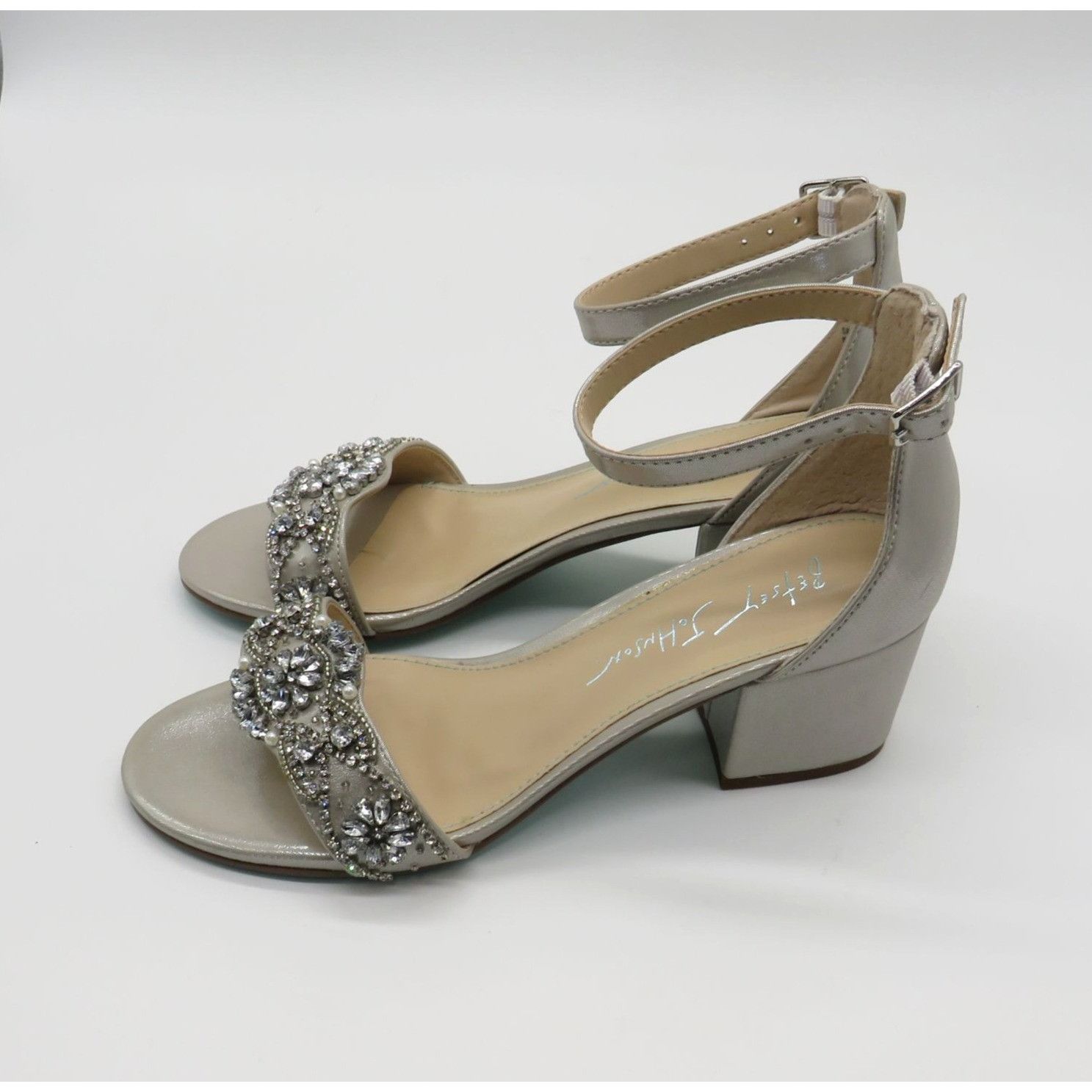 Betsey Johnson Betsey Johnson Women's Silver Block Heel Sandals Rhinestone Size US 5.5 / IT 35.5 - 5 Thumbnail
