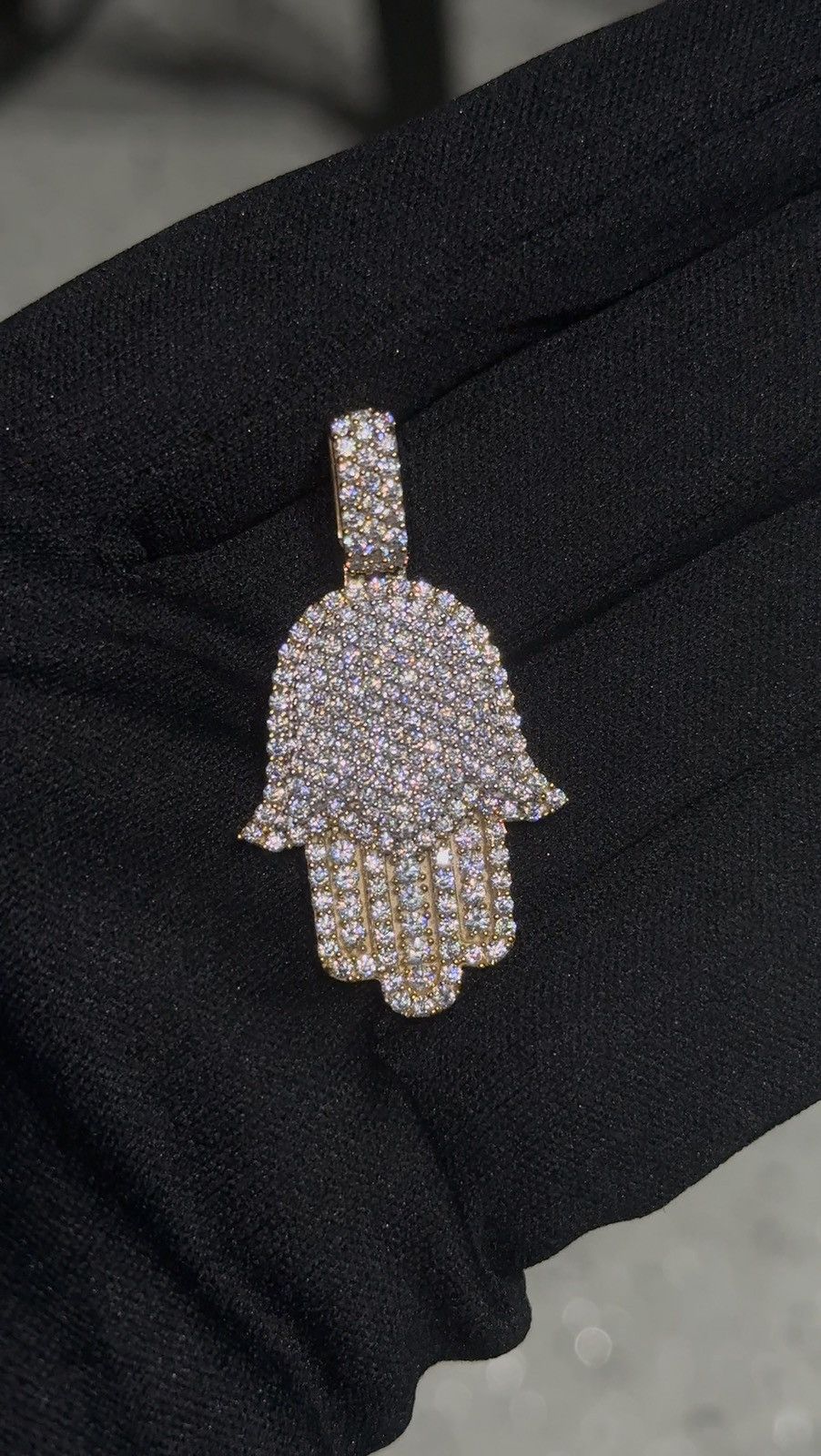 Jewelry Gold Plated .925 Silver Hamsa Moissanite Pendant, Men's