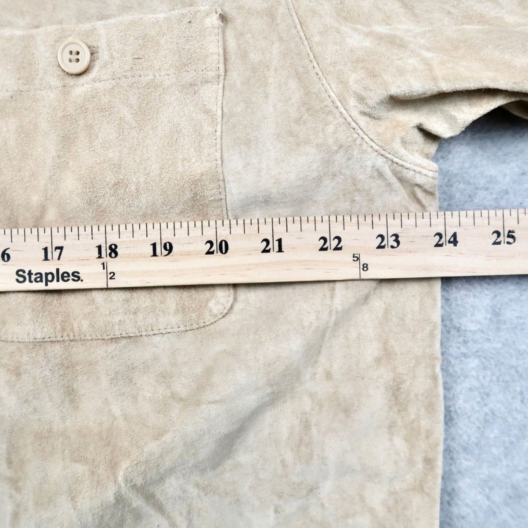 Vintage Alan Flusser Mens Large Tan Suede Leather Shirt Long Sleeve Button Down Casual Outdoor RN110498 Size US L / EU 52-54 / 3 - 7 Thumbnail