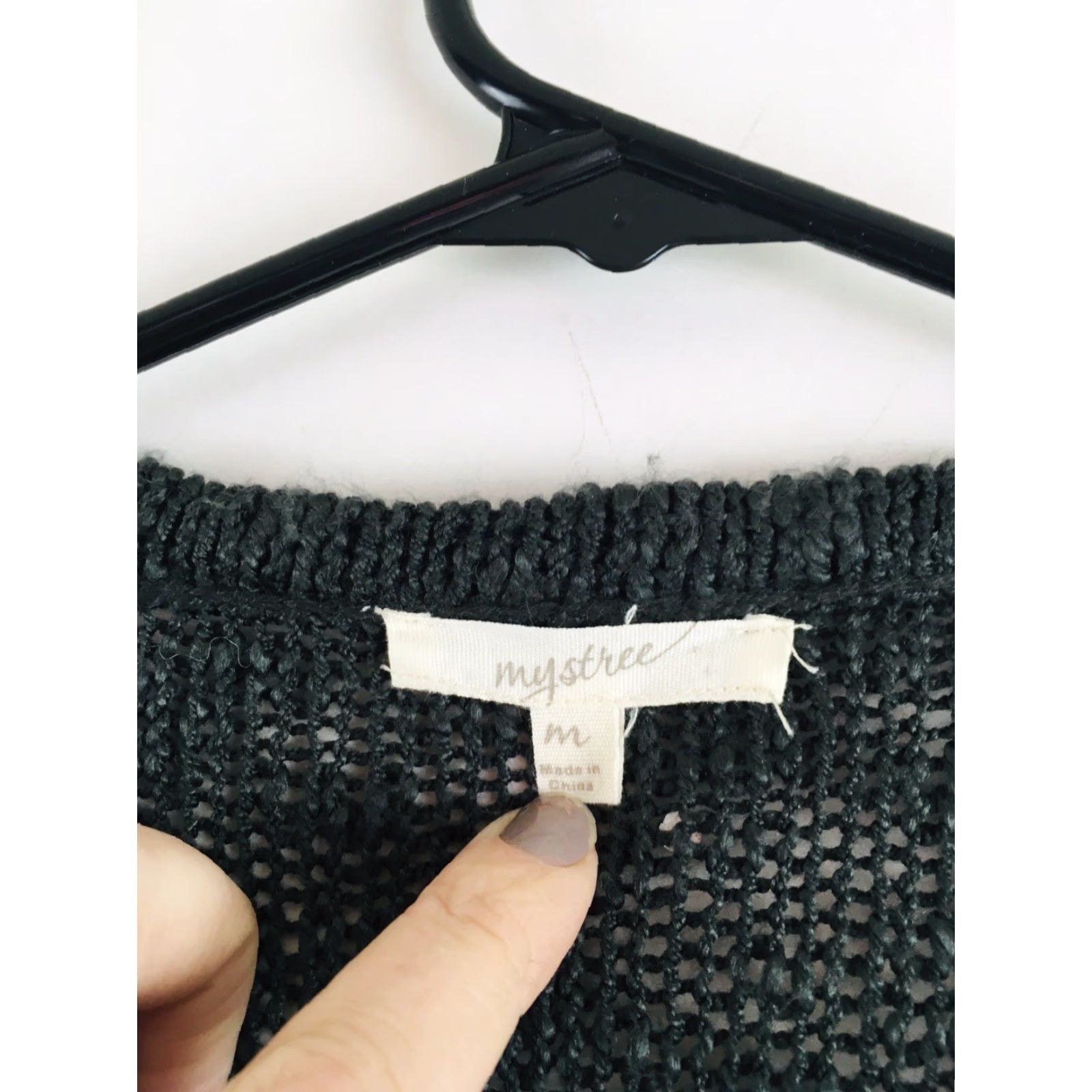 Vintage Mystree Sweater Cardigan Women M Gray Beaded Zip Up Ribbed Cuff Boho Knit Long Sleeve Full Zip Womens Size M / US 6-8 / IT 42-44 - 5 Thumbnail