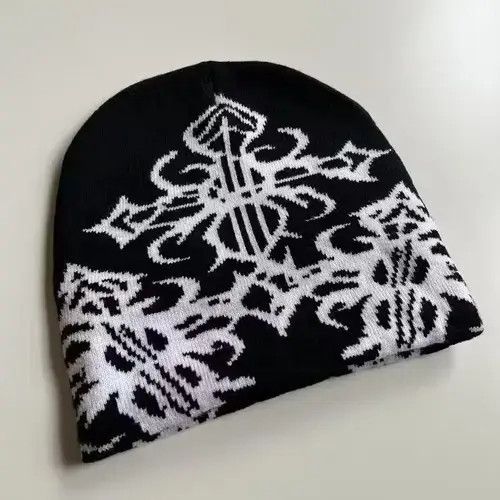 Designer × Japanese Brand Y2K 2000s grunge gothic punk cross cozy black white beanie Size ONE SIZE - 4 Thumbnail