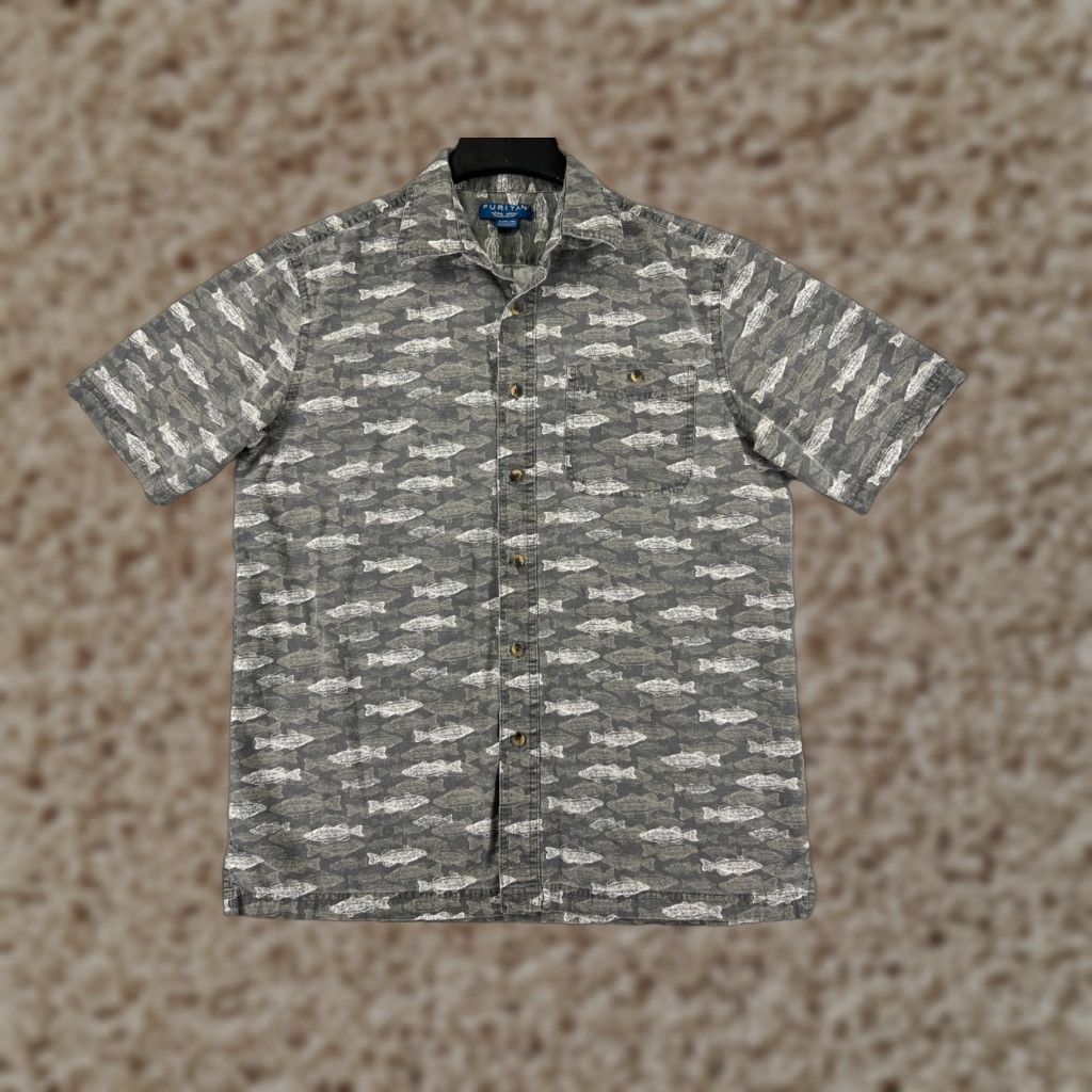 Gloverall Puritan Shirt Mens Medium Black Green Beige Large All Over Print Hawaiian Pattern Shirt M Mens Size US M / EU 48-50 / 2 - 1 Thumbnail