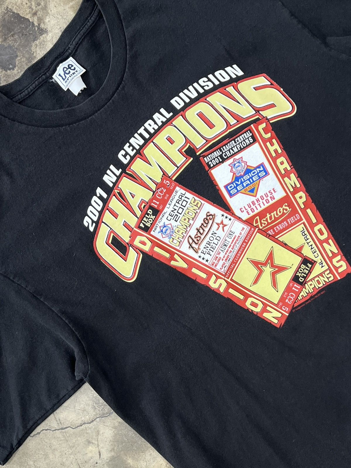 MLB Vintage 2001 Astros Champions Central Division Lee Tee XL Size US XL / EU 56 / 4 - 1 Thumbnail