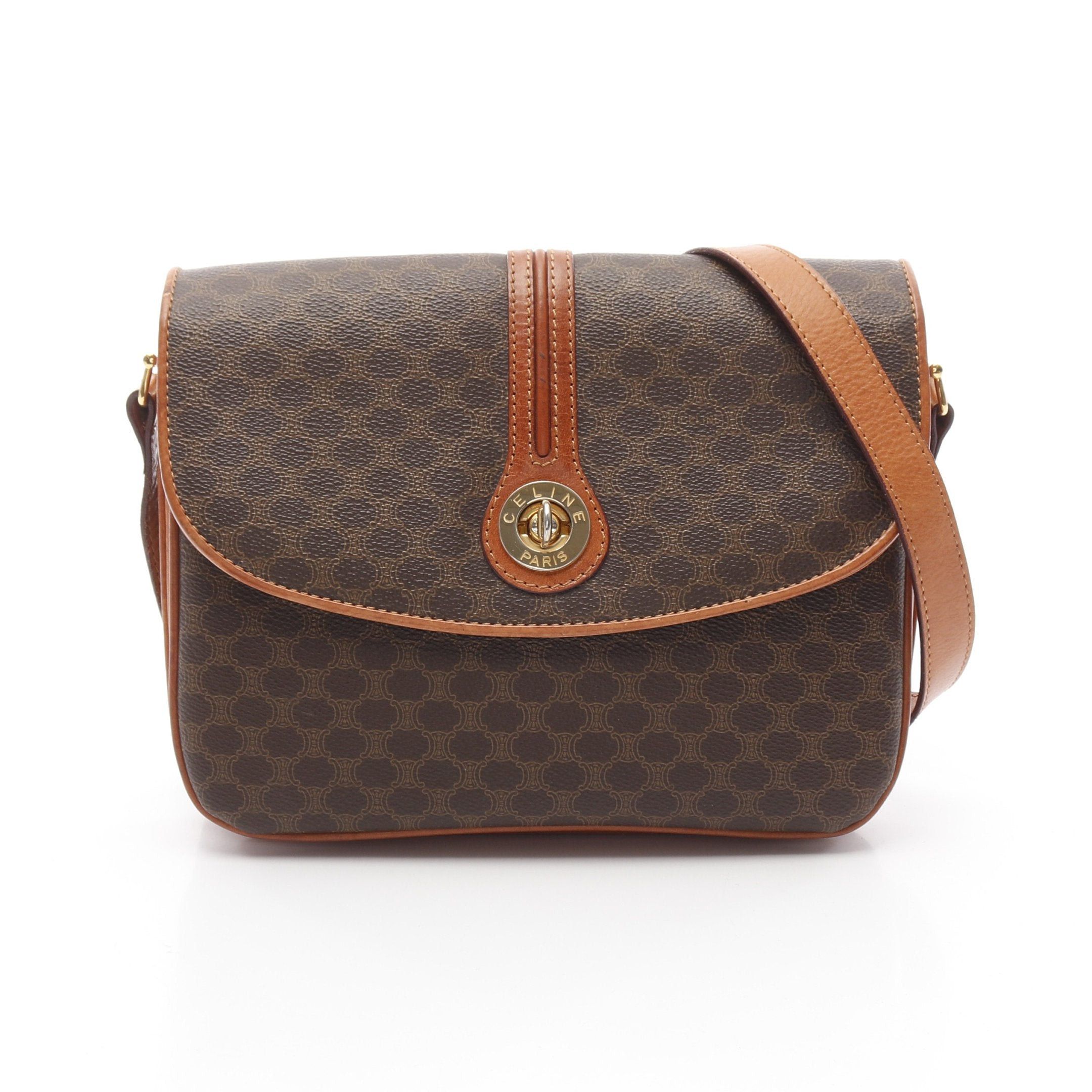 Celine Celine Macadam Shoulder Bag Leather Brown Dark Size ONE SIZE - 1 Thumbnail