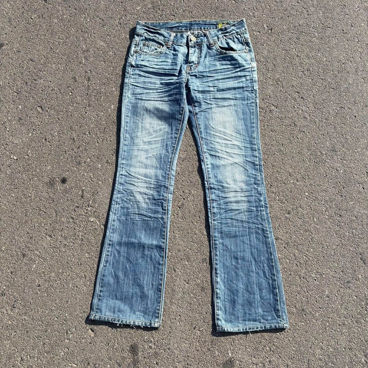 Japanese Brand ❌SOLD❌E+O Y2K Flare Jeans Back Embroidery Blue Denim Size 29" - 7 Thumbnail