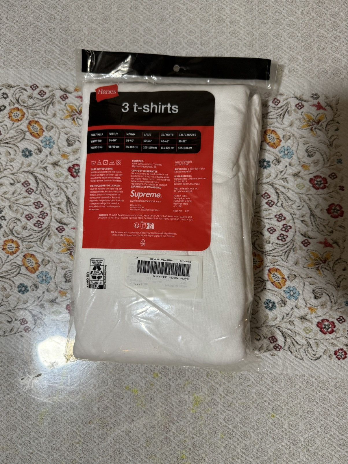Hanes × Supreme Supreme Hanes Tagless Tees Size XXL 3-Pack White T-Shirt Size US XXL / EU 58 / 5 - 6 Thumbnail