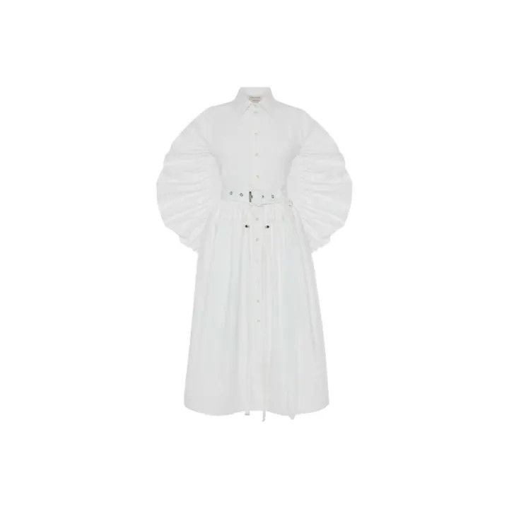 Alexander McQueen Alexander McQueen White Long Sleeve Dress 0079 Size S / US 4 / IT 40 - 1 Thumbnail