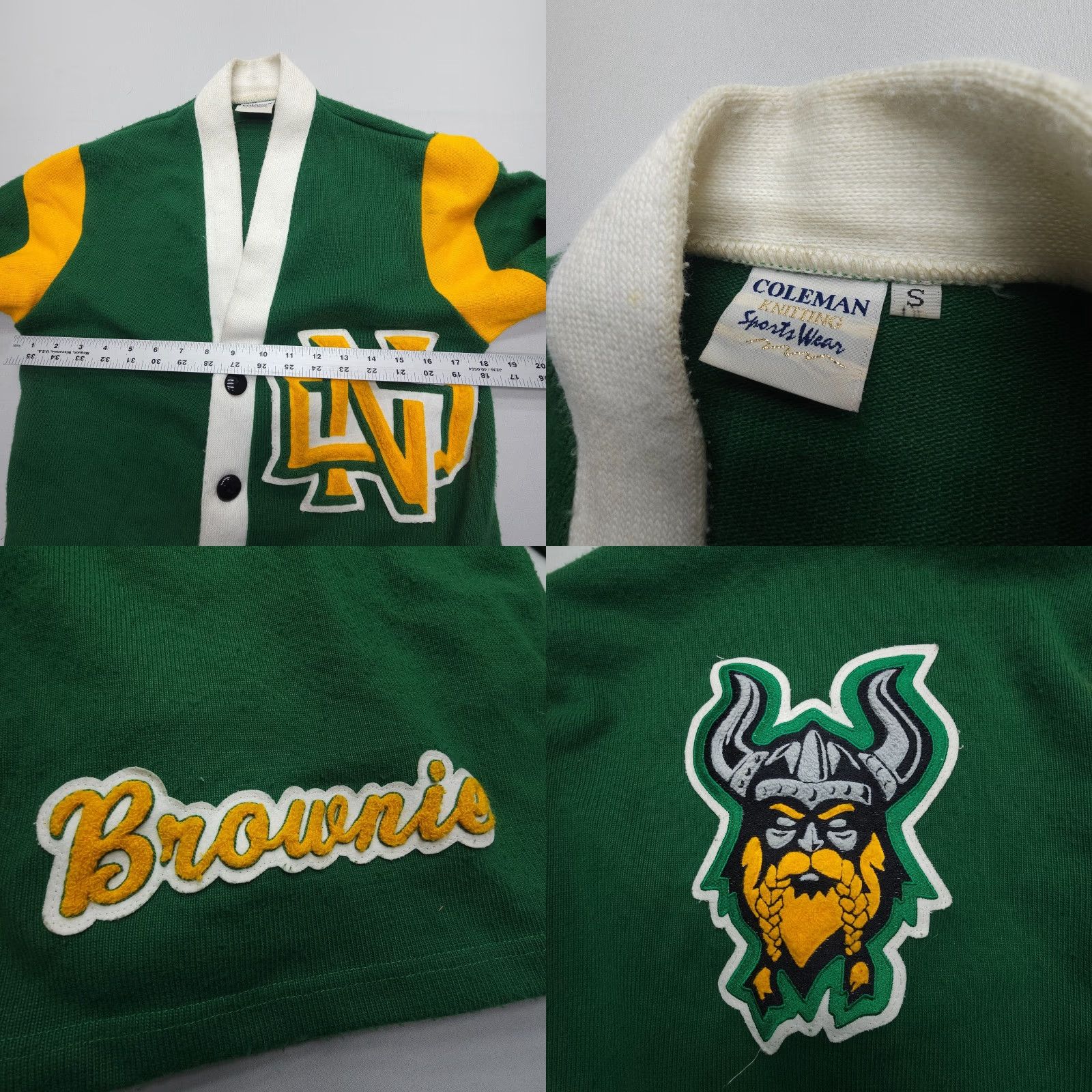 Vintage Vtg Coleman Sports Wear Cardigan Sweater Long Sleeve V-Neck Green Size S Womens University College Classic Knit Size S / US 4 / IT 40 - 8 Thumbnail