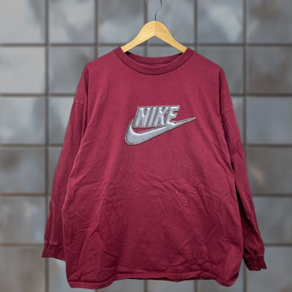 Nike VINTAGE Nike 3D Logo Long Sleeve Shirt 2XL Mens 90s Red Swoosh Size US XXL / EU 58 / 5 - 1 Thumbnail