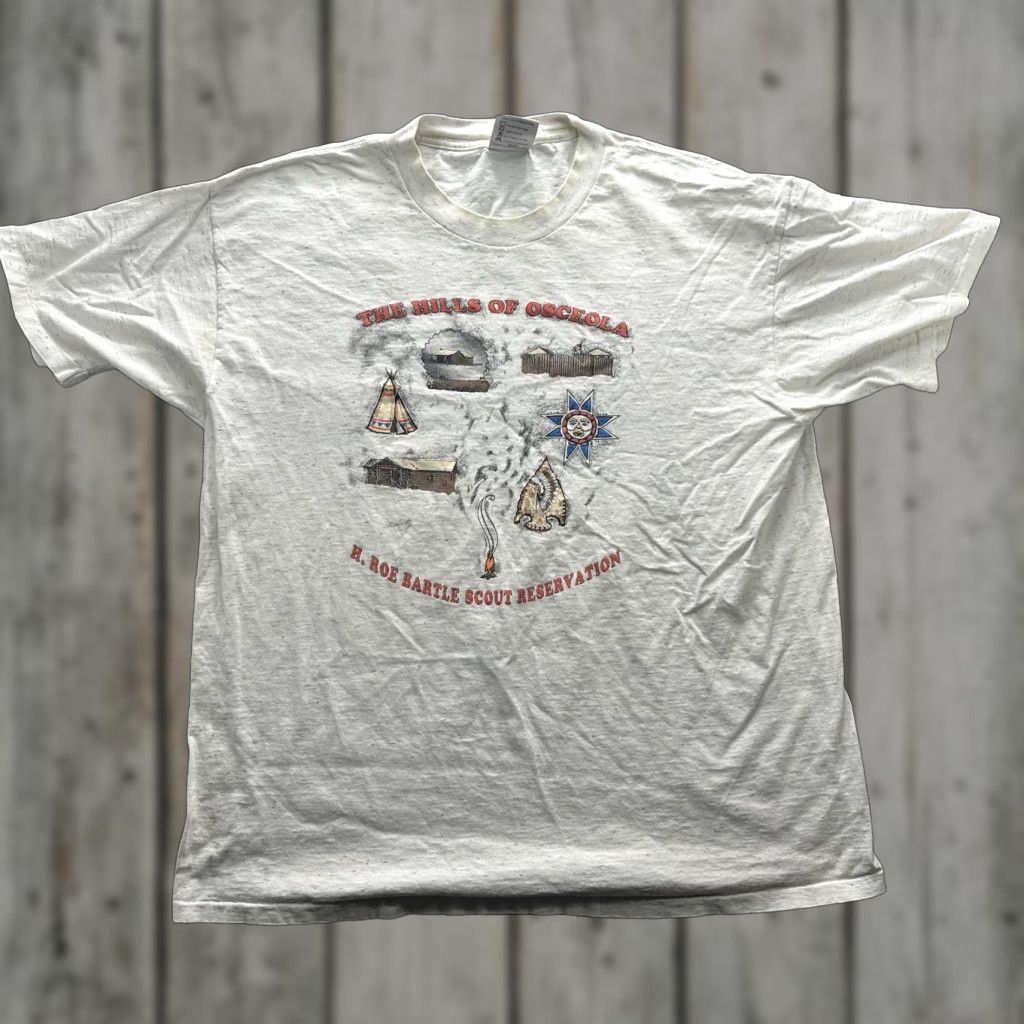 Vintage VINTAGE Oneita Shirt Mens XL White Hills Of Osceola Camp Tee Graphic Print 90s Osceola Hills Mens XL White Shirt Size US XL / EU 56 / 4 - 1 Thumbnail