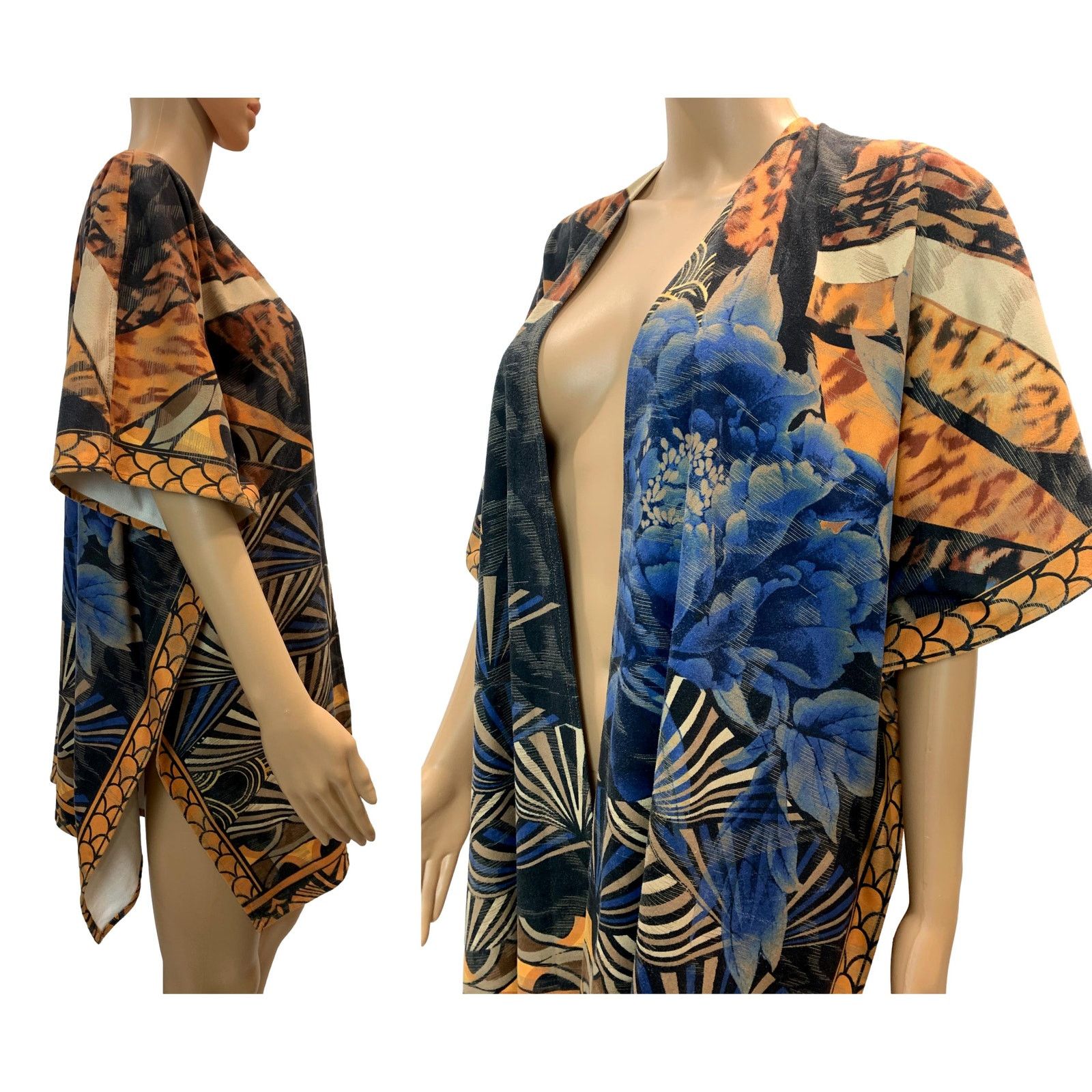 Chicos Blue & Multicolor ULTRA-SUEDE Faux Suede Oversized Ruana Size ONE SIZE - 9 Thumbnail