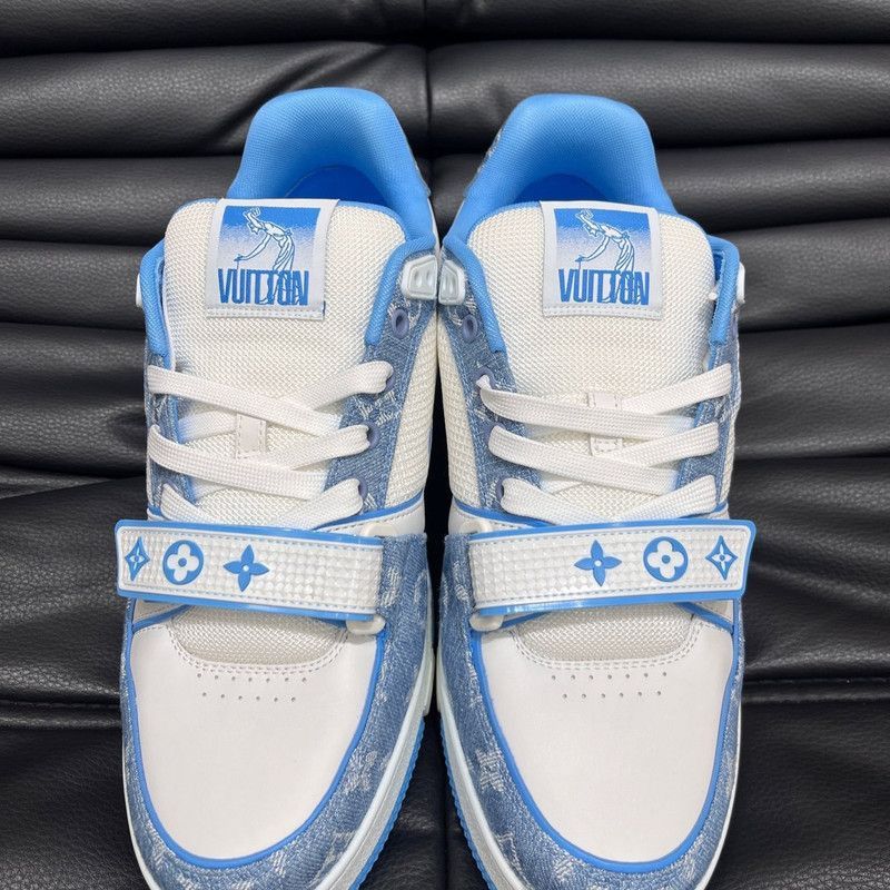 Louis Vuitton Louis Vuitton Trainer Low-top Sneakers in Blue and White -2 Size US 8.5 / EU 41-42 - 1 Thumbnail