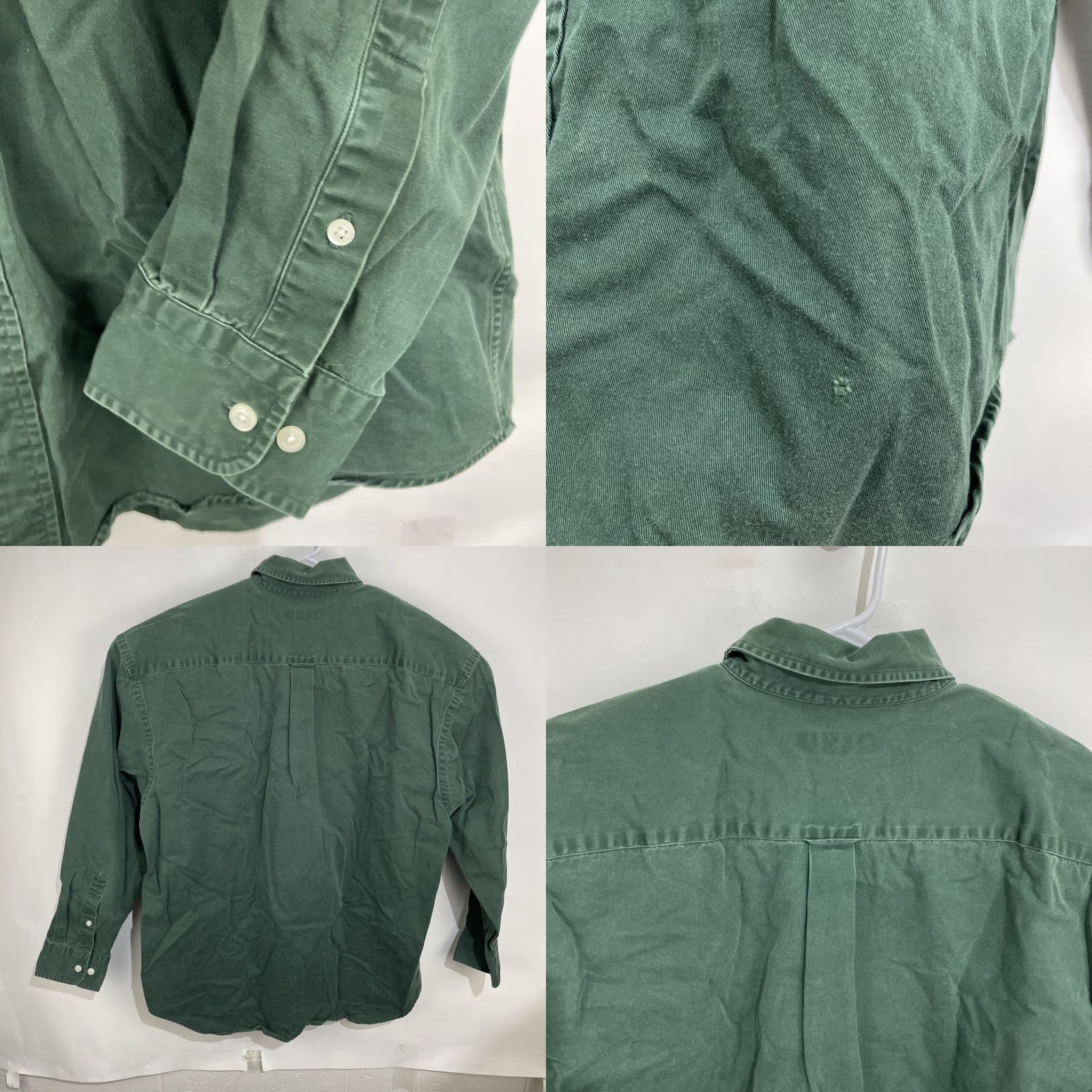 Nautica Nautica Long Sleeve Button Down Dress Shirt XL Extra Large Green Thick Heavy Men Cotton Button-Up Shirt with Pockets" Size 46R - 9 Thumbnail