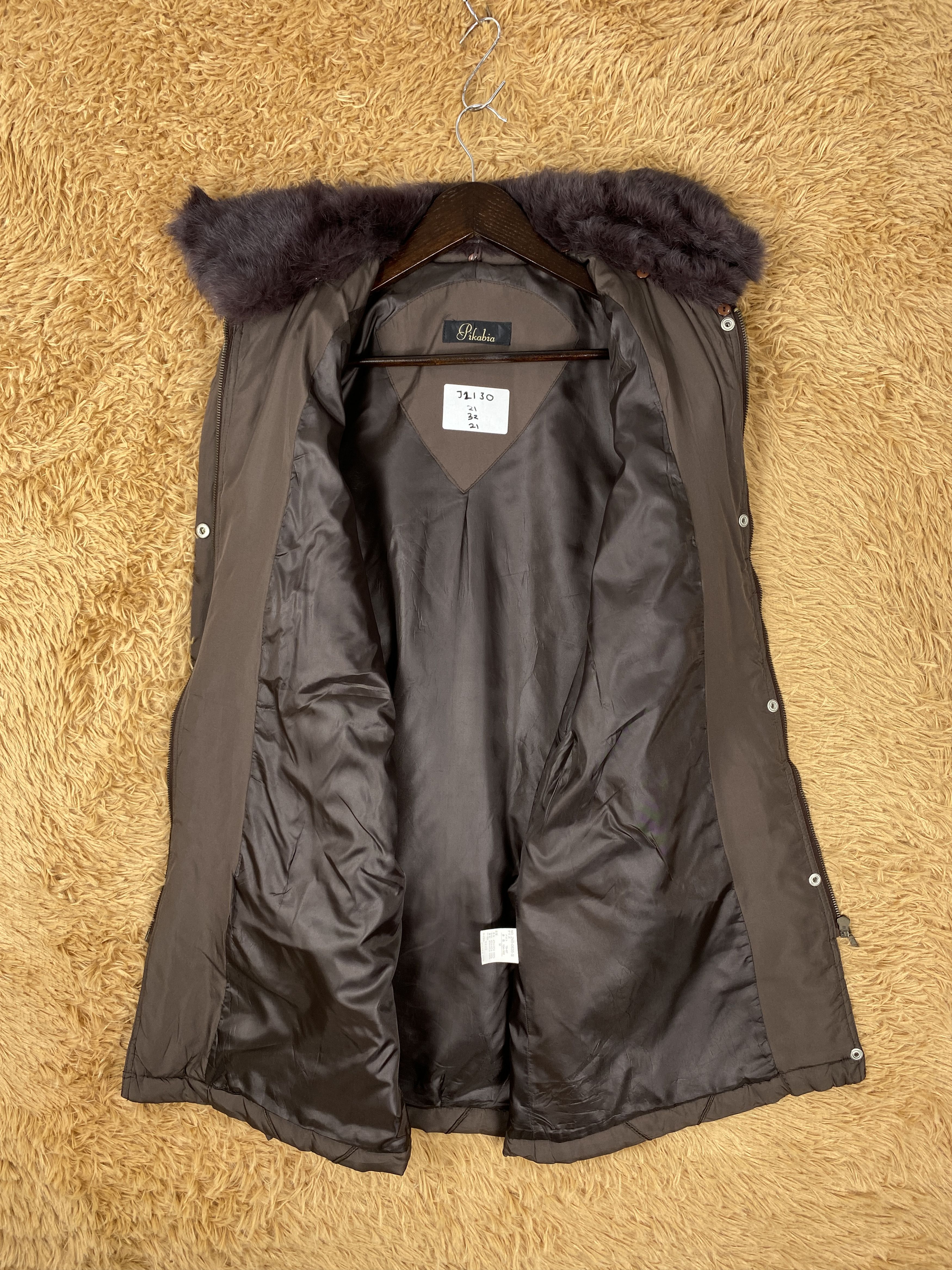 Japanese Brand Vintage Pikabia Fur Collar Quilted Long Jacket J2126 Size S / US 4 / IT 40 - 7 Thumbnail