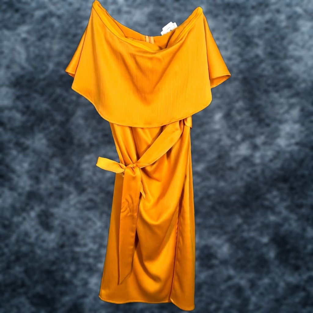 VINTAGE Lovers + Friends Dress Womens XS Off-Shoulder Orange Wrap Dress