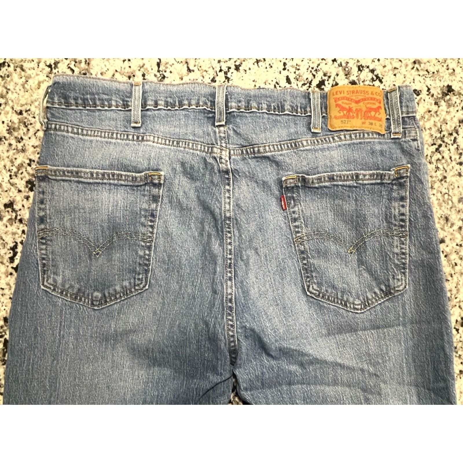 Levi's Levi's 527 Jeans Bootcut Mens 37x30 Blue Denim Stretch Cotton Regular Inseam 30 Waist 37 Light Wash Size US 37 - 5 Thumbnail
