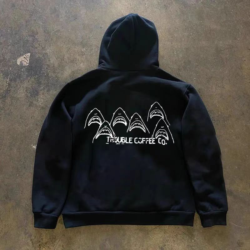 Japanese Brand × Vintage Shark print black washed vintage hoodie Size US L / EU 52-54 / 3 - 1 Thumbnail